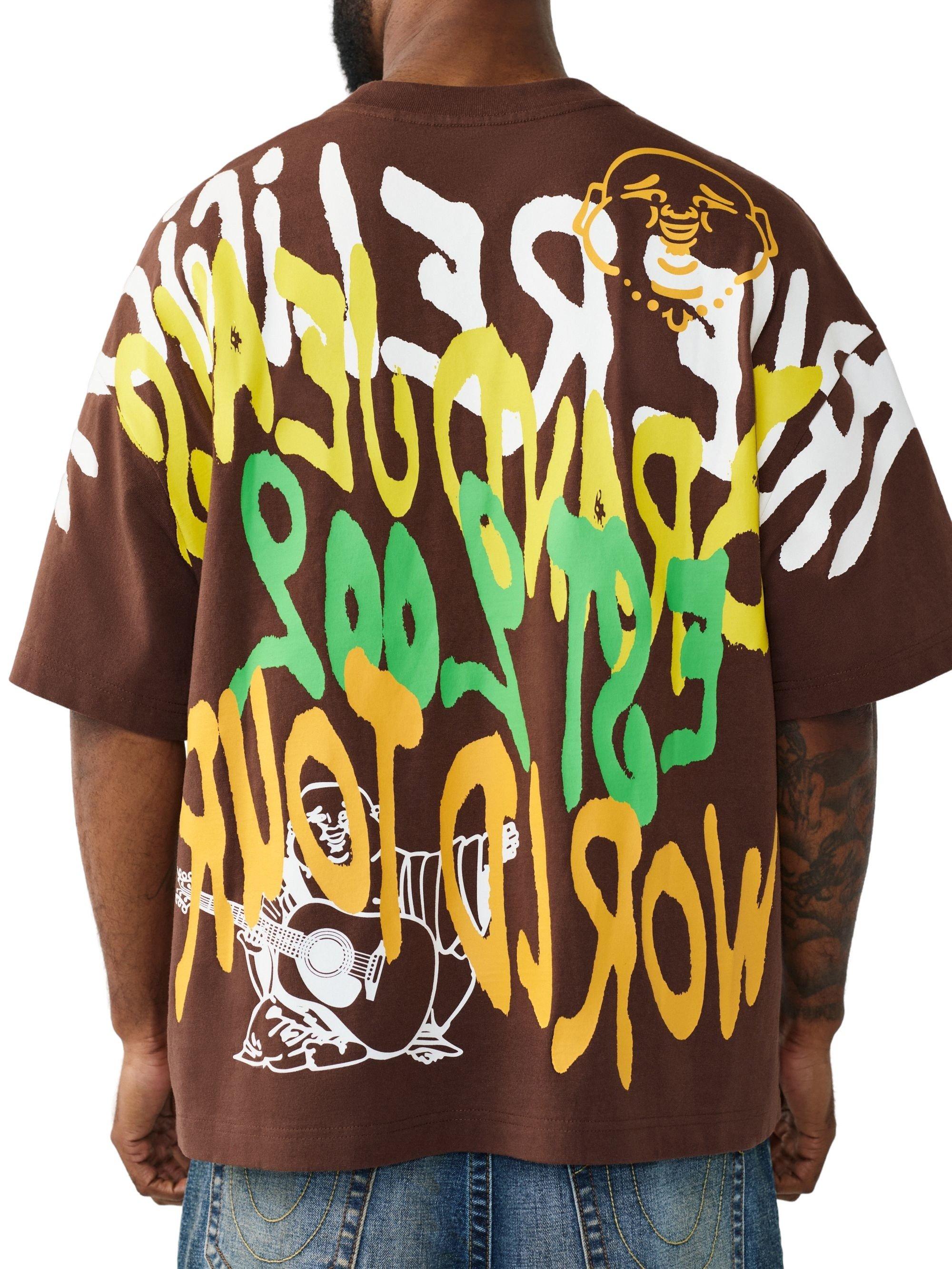 True Religion Men's Graffiti Heavyweight Oversized Tee - BROWN Thumbnail View 2