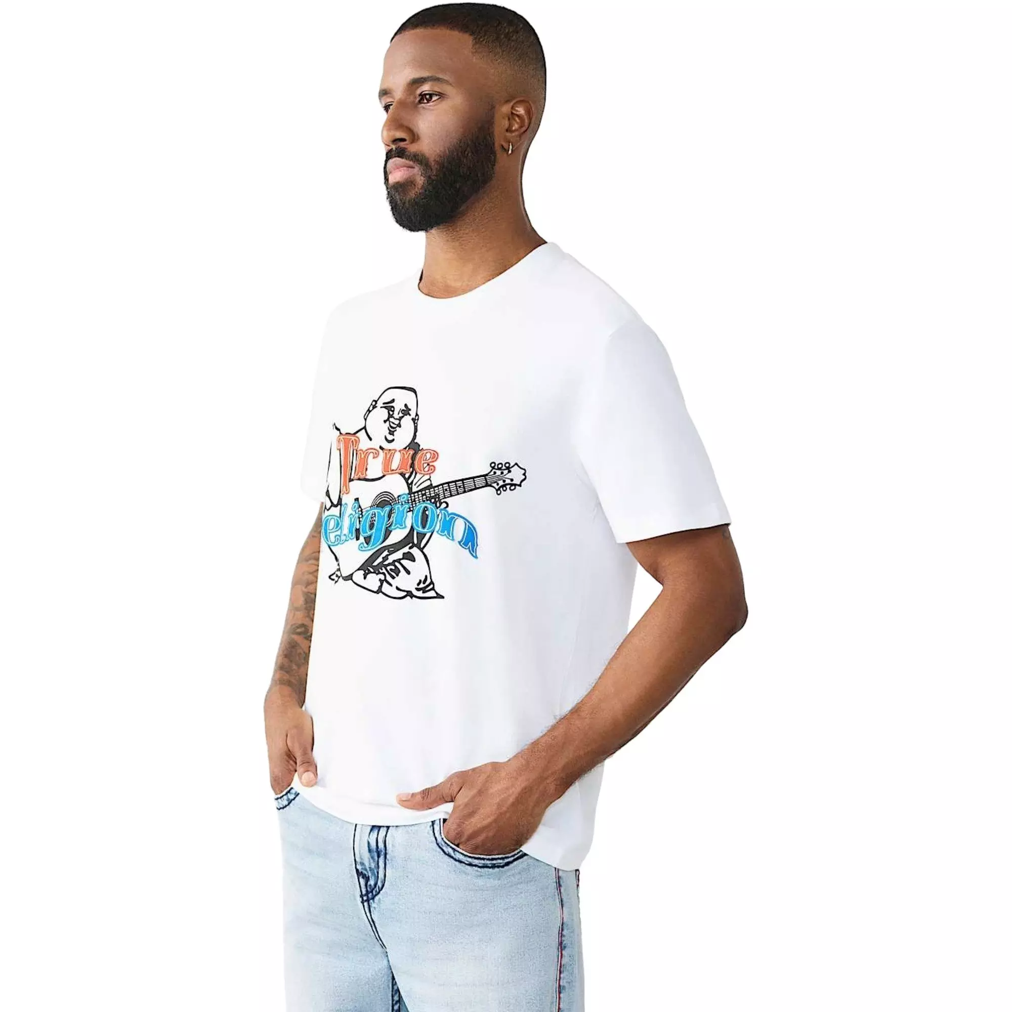 True Religion Men's Original Buddha Heavyweight Tee - WHITE