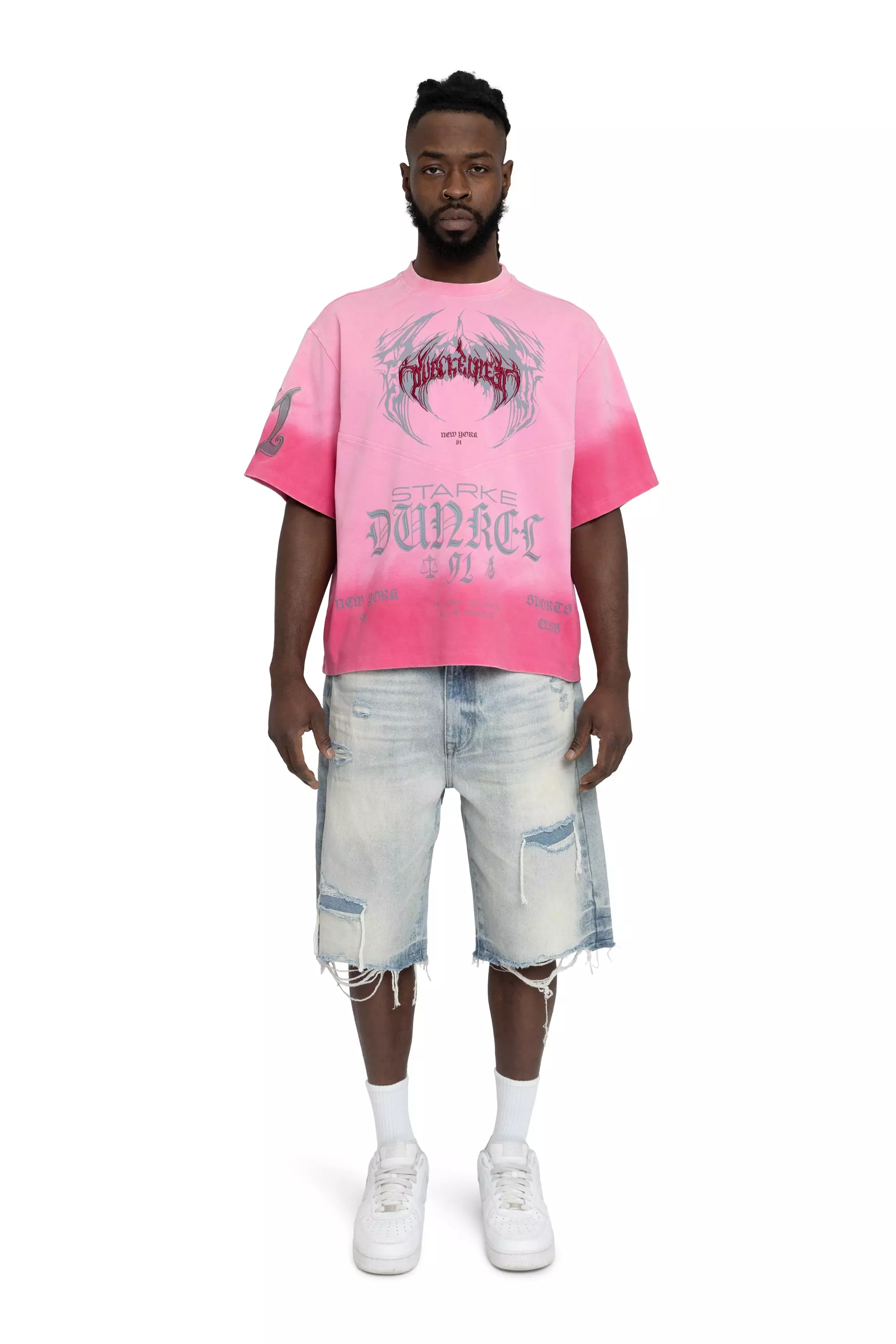 Smoke Rise Men's Tokyo Spray Wash Tee - Pink - PINK