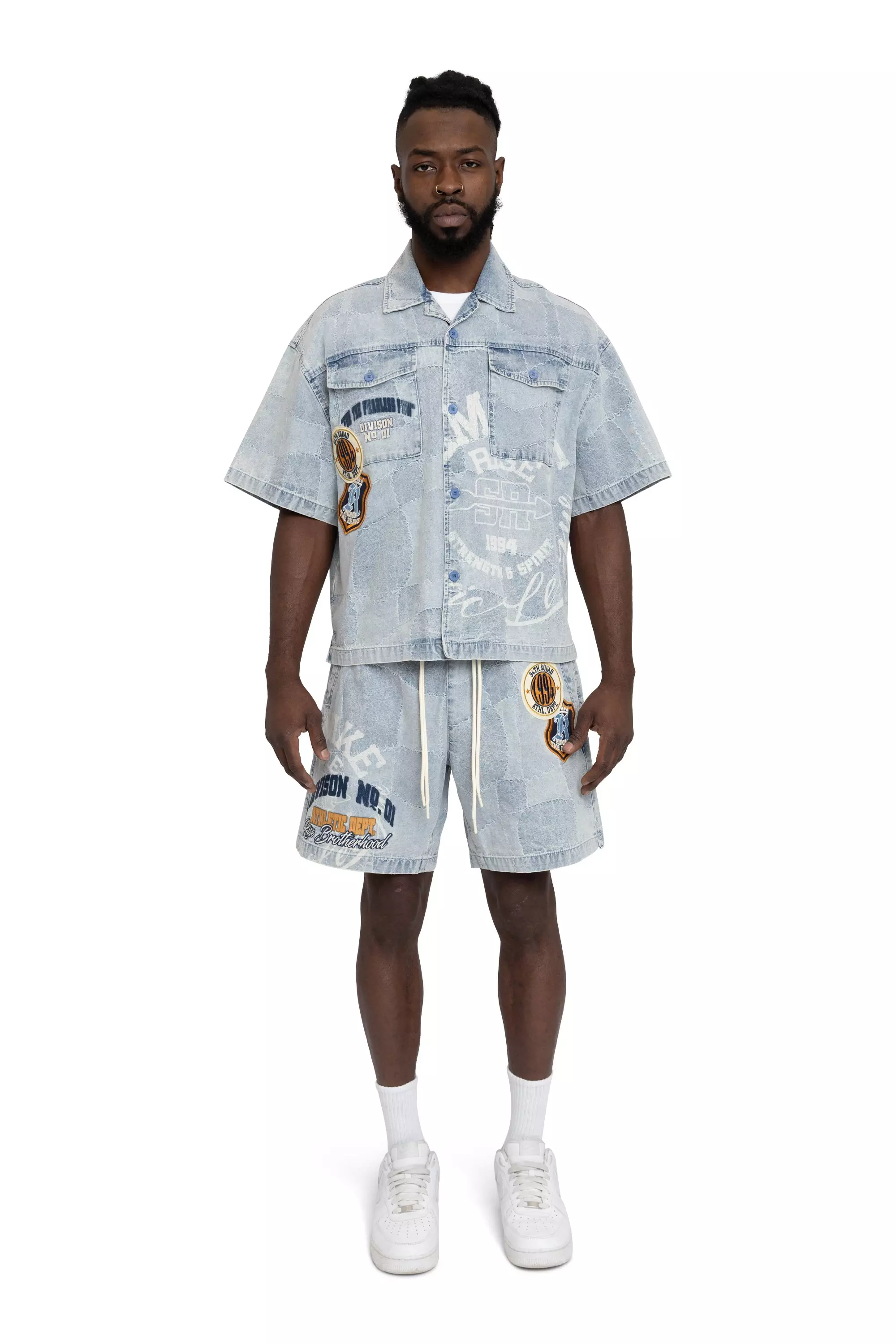 Smoke Rise Men's Brotherhood Denim Shorts - Porcelain Blue - BLUE