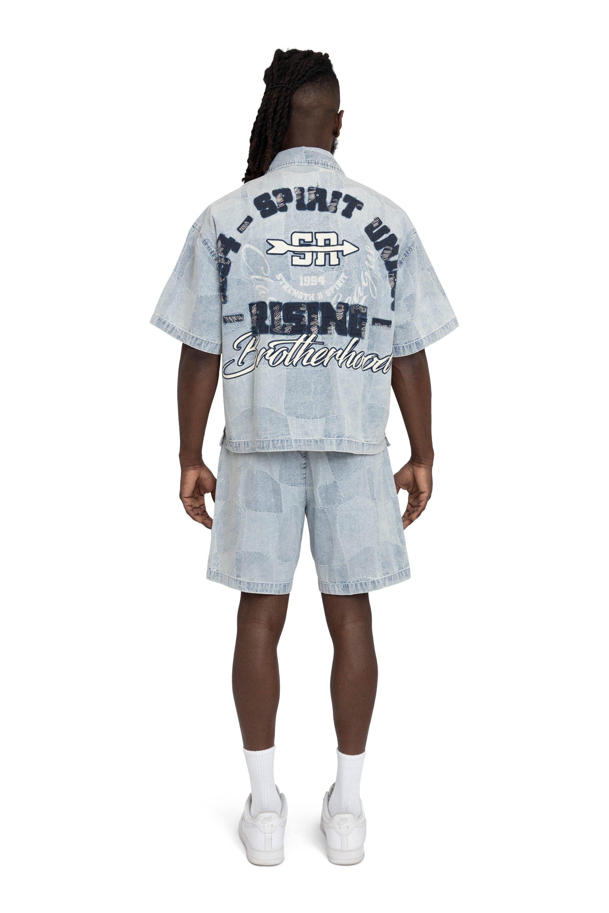 Smoke Rise Men's Brotherhood Denim Shorts - Porcelain Blue - BLUE Thumbnail View 2