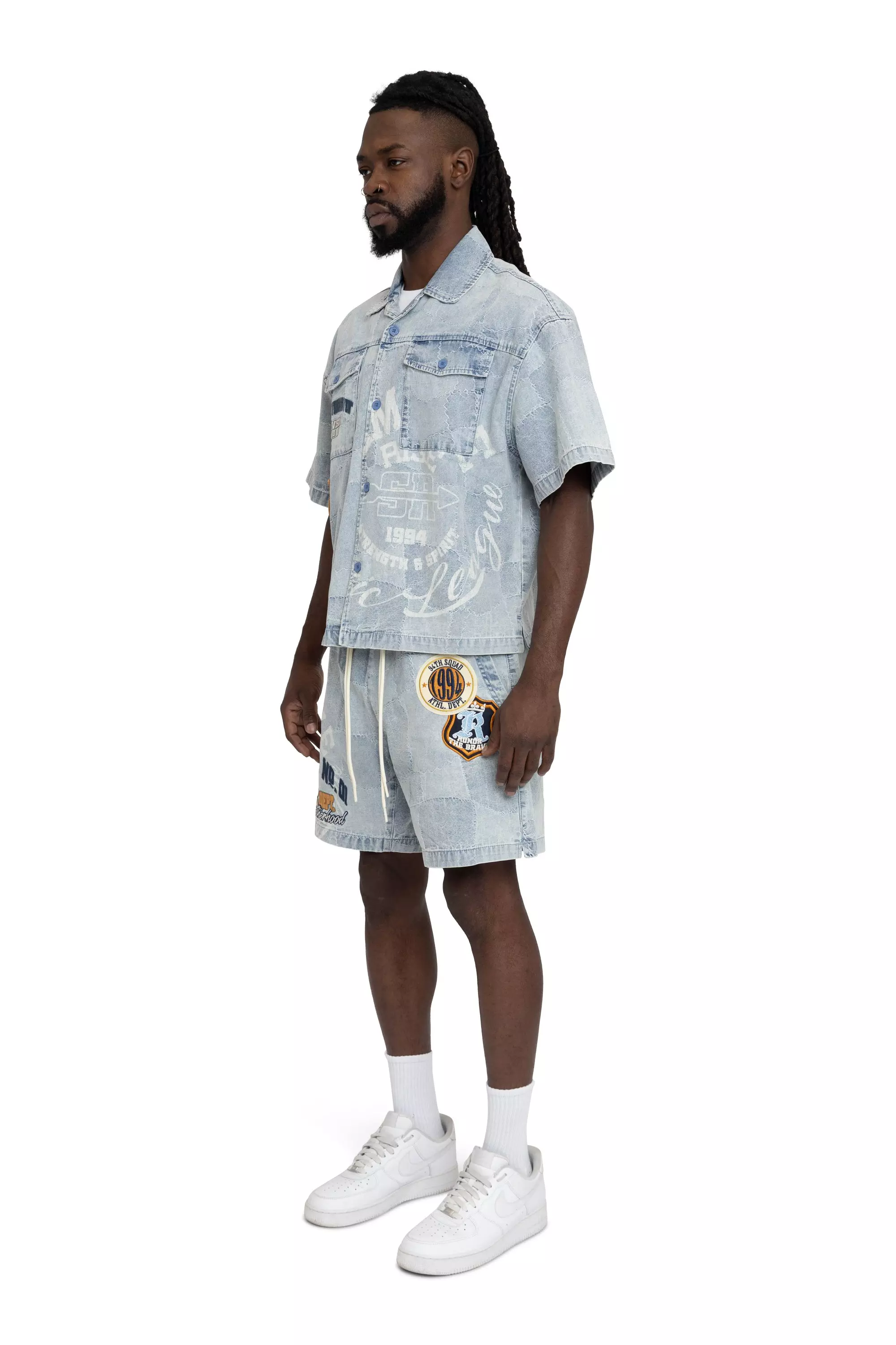 Smoke Rise Men's Brotherhood Denim Shorts - Porcelain Blue - BLUE