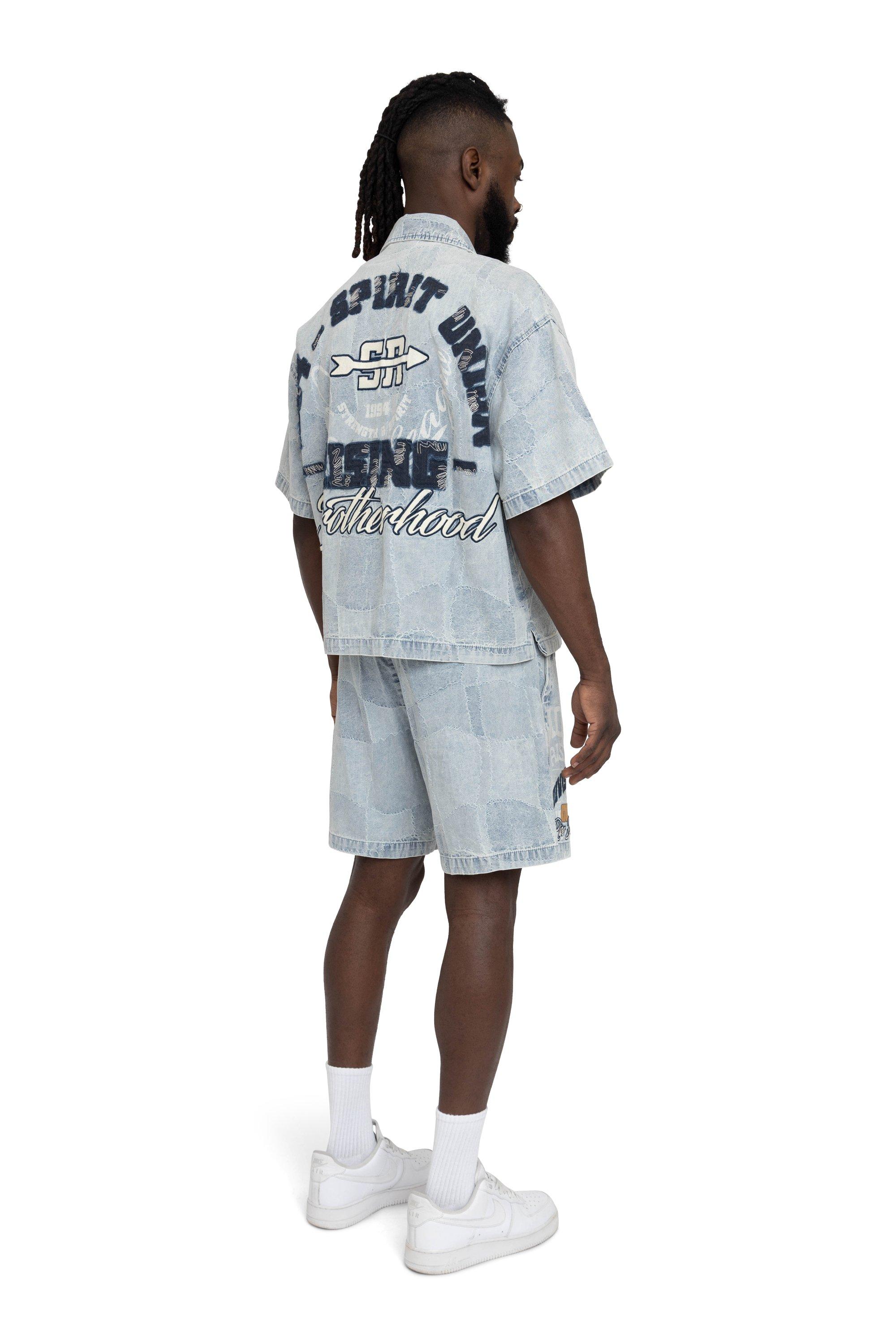 Smoke Rise Men's Brotherhood Denim Shorts - Porcelain Blue - BLUE Thumbnail View 4