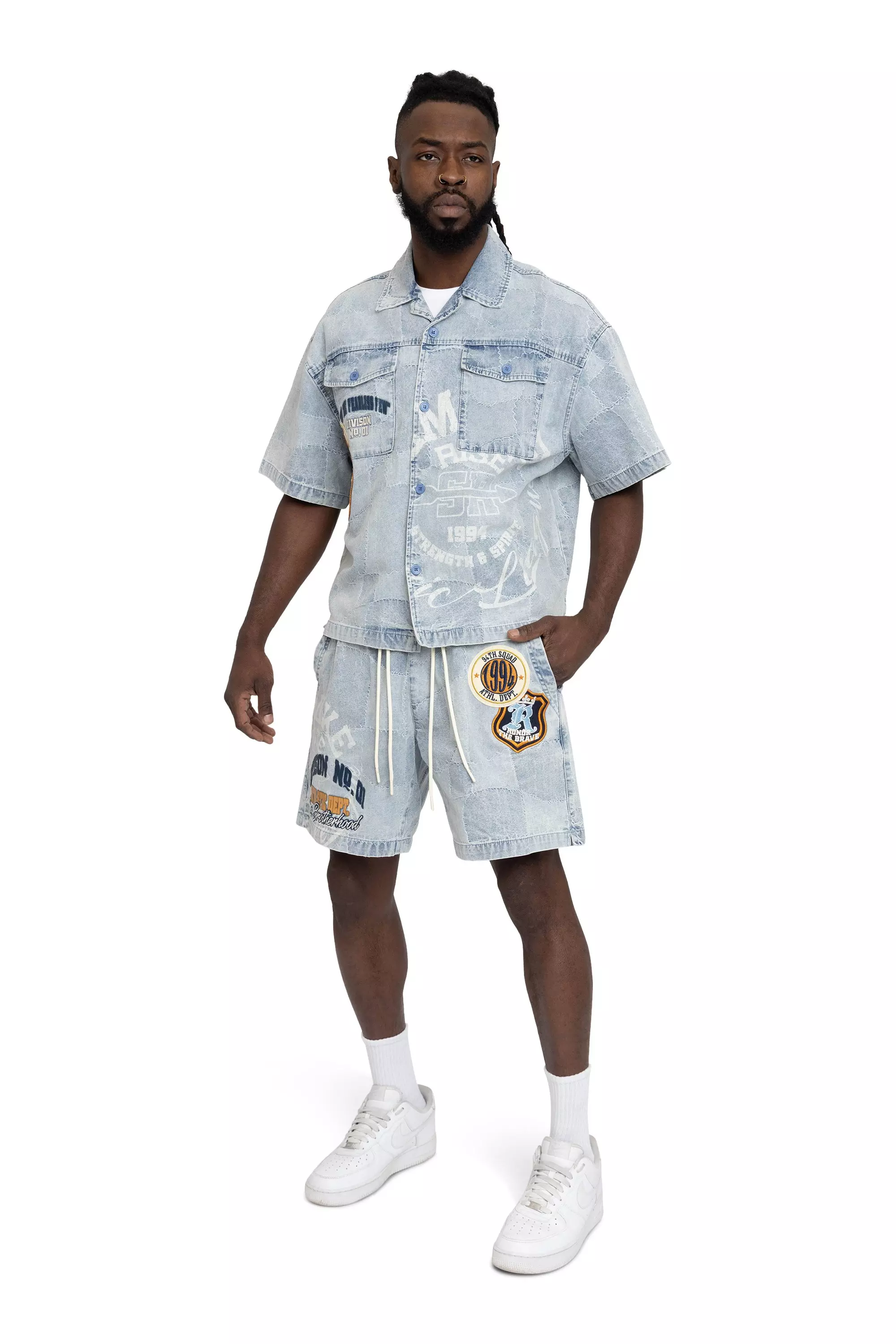 Smoke Rise Men's Brotherhood Denim Shorts - Porcelain Blue - BLUE