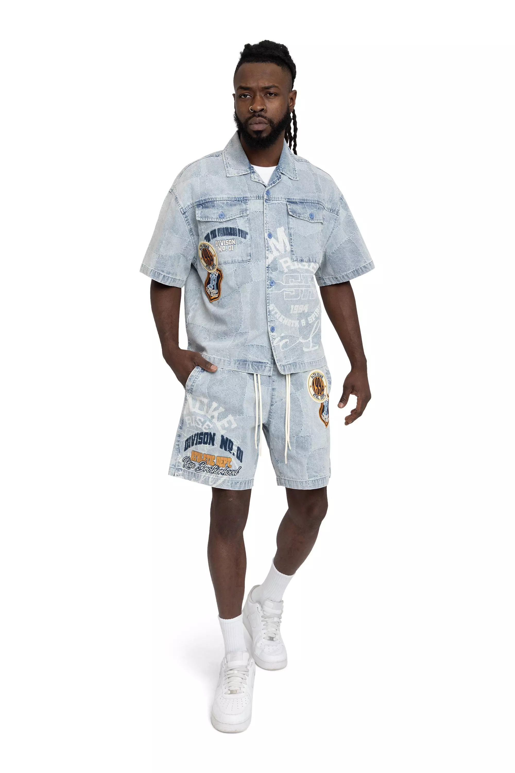 Smoke Rise Men's Brotherhood Denim Shorts - Porcelain Blue - BLUE