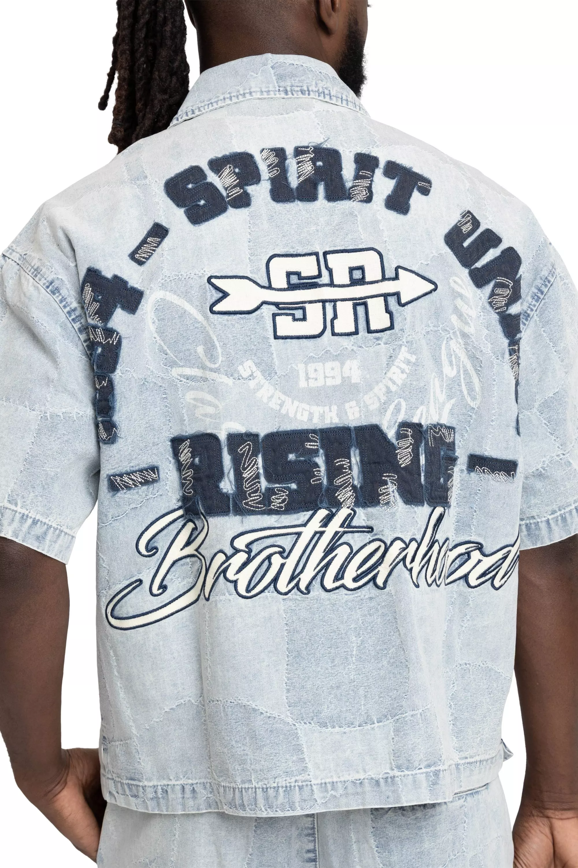 Smoke Rise Men's Brotherhood Denim Shirt - Porcelain - BLUE
