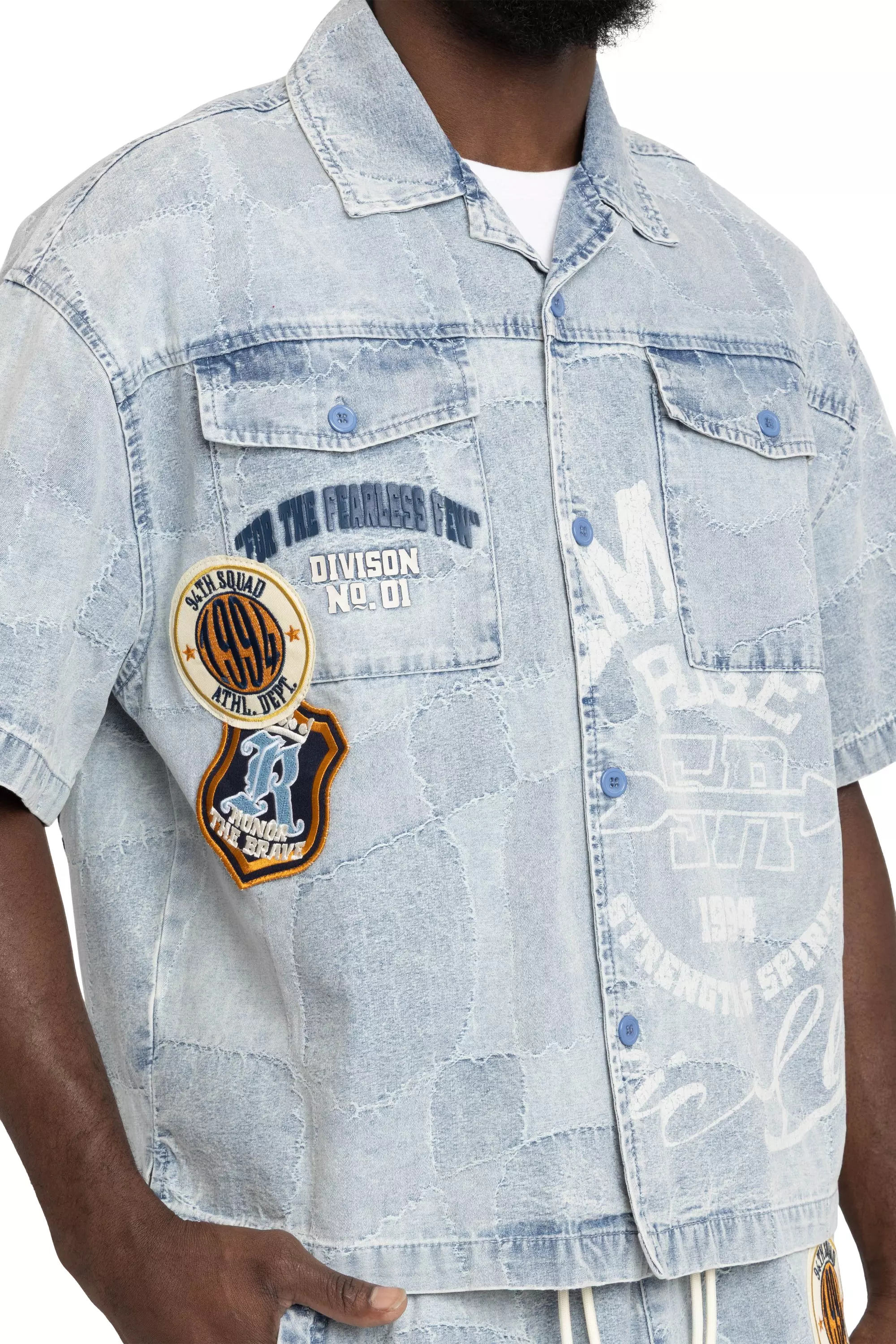 Smoke Rise Men's Brotherhood Denim Shirt - Porcelain - BLUE