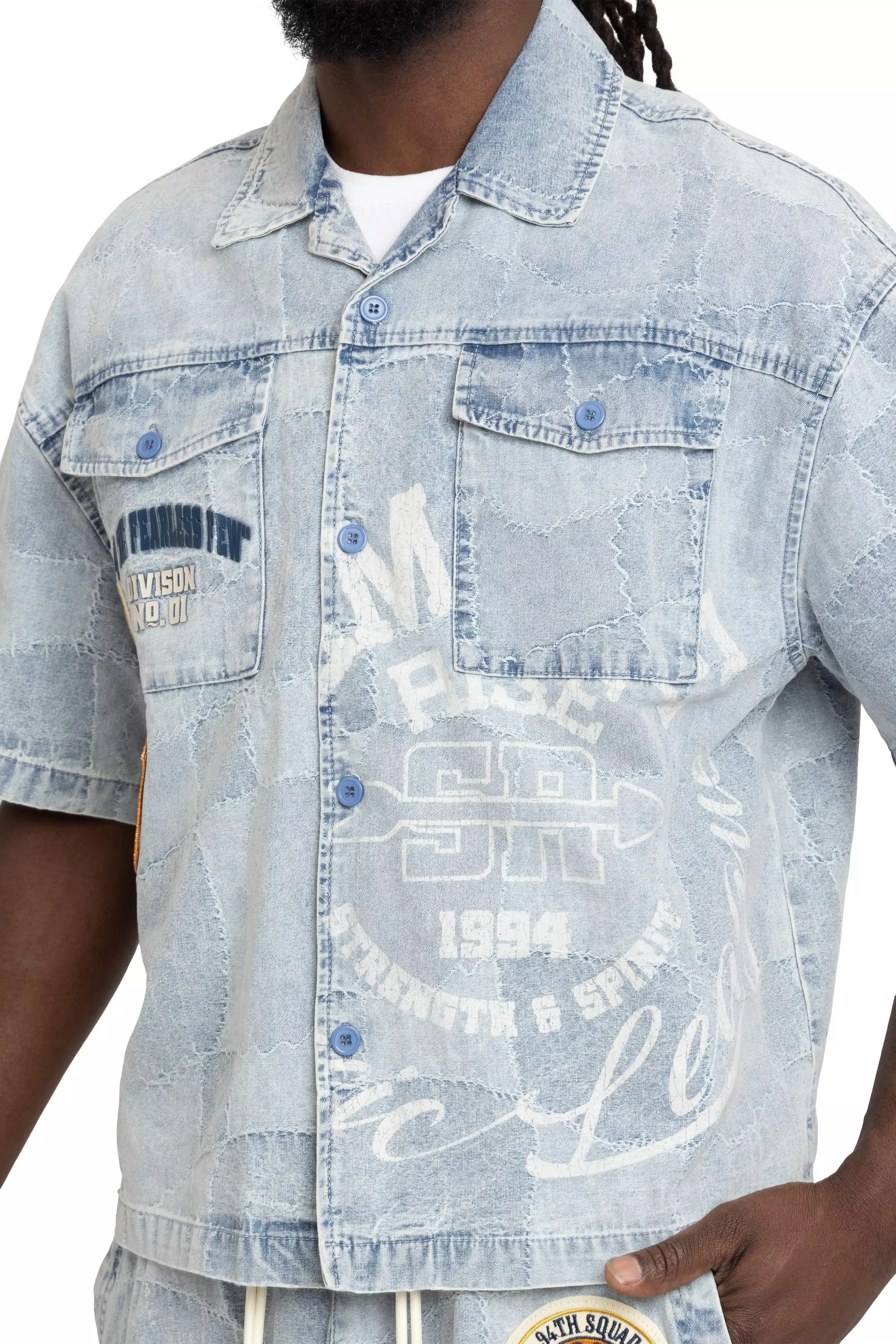 Smoke Rise Men's Brotherhood Denim Shirt - Porcelain - BLUE
