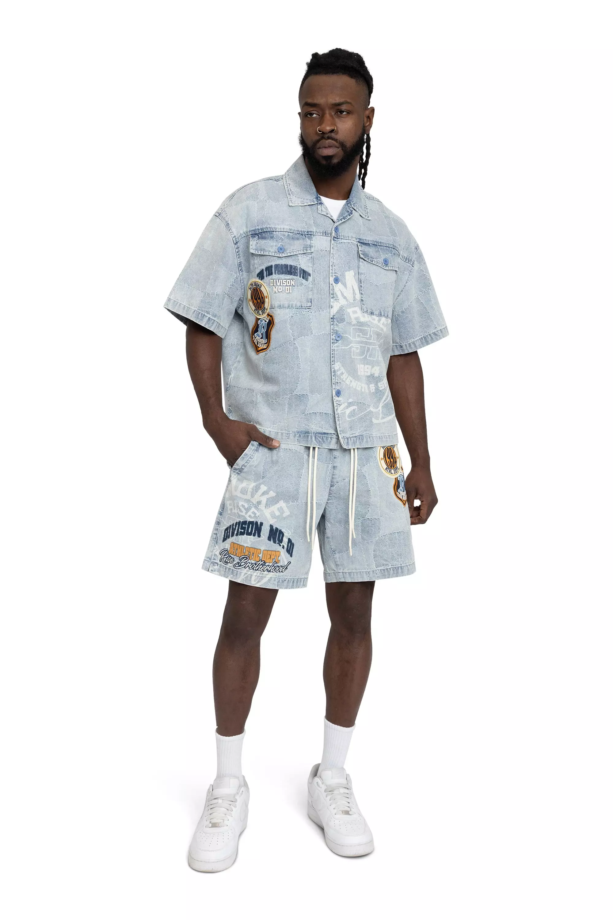 Smoke Rise Men's Brotherhood Denim Shirt - Porcelain - BLUE