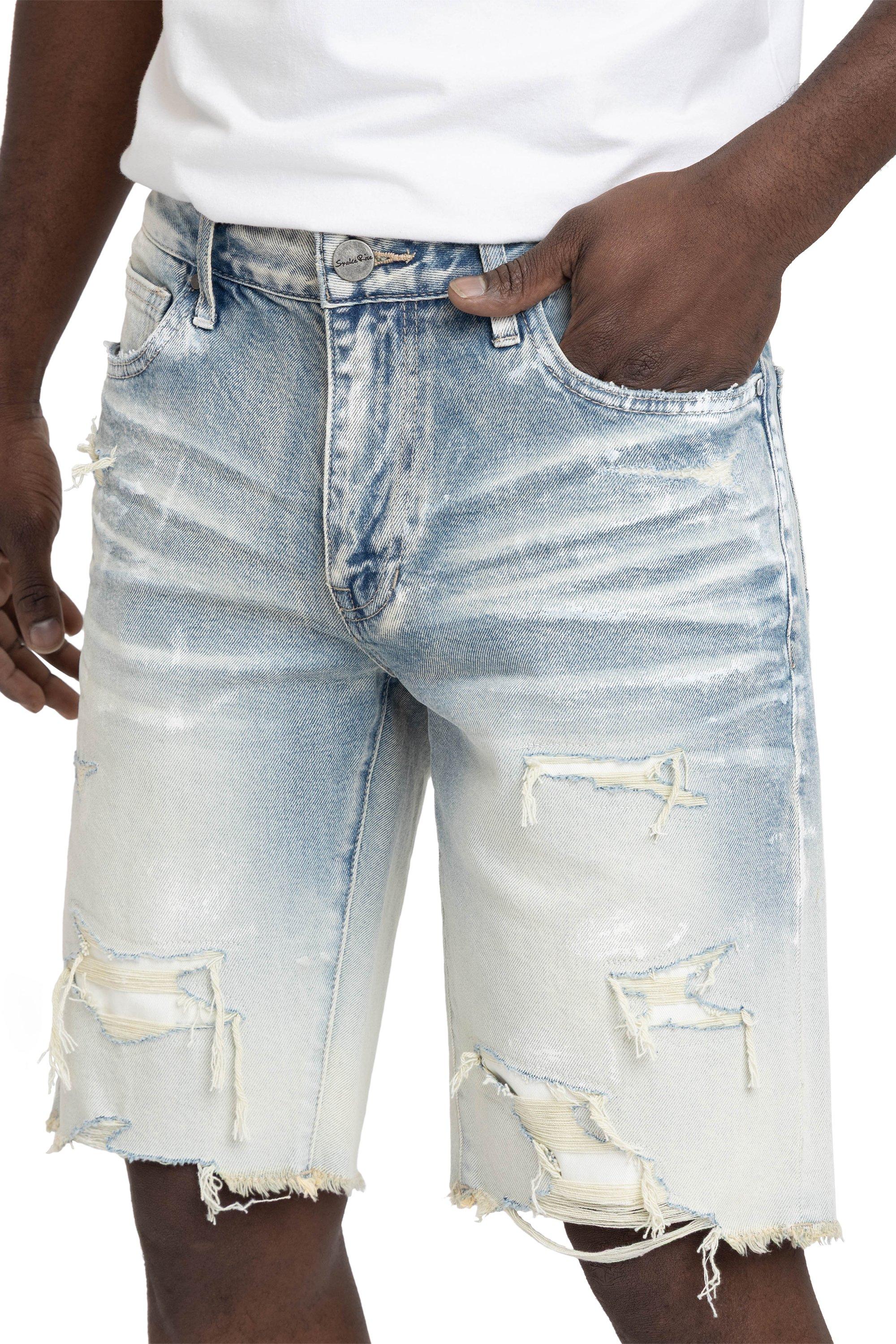 Smoke Rise Men's Paint Splatter Shorts - Ombre Blue - BLUE Thumbnail View 3