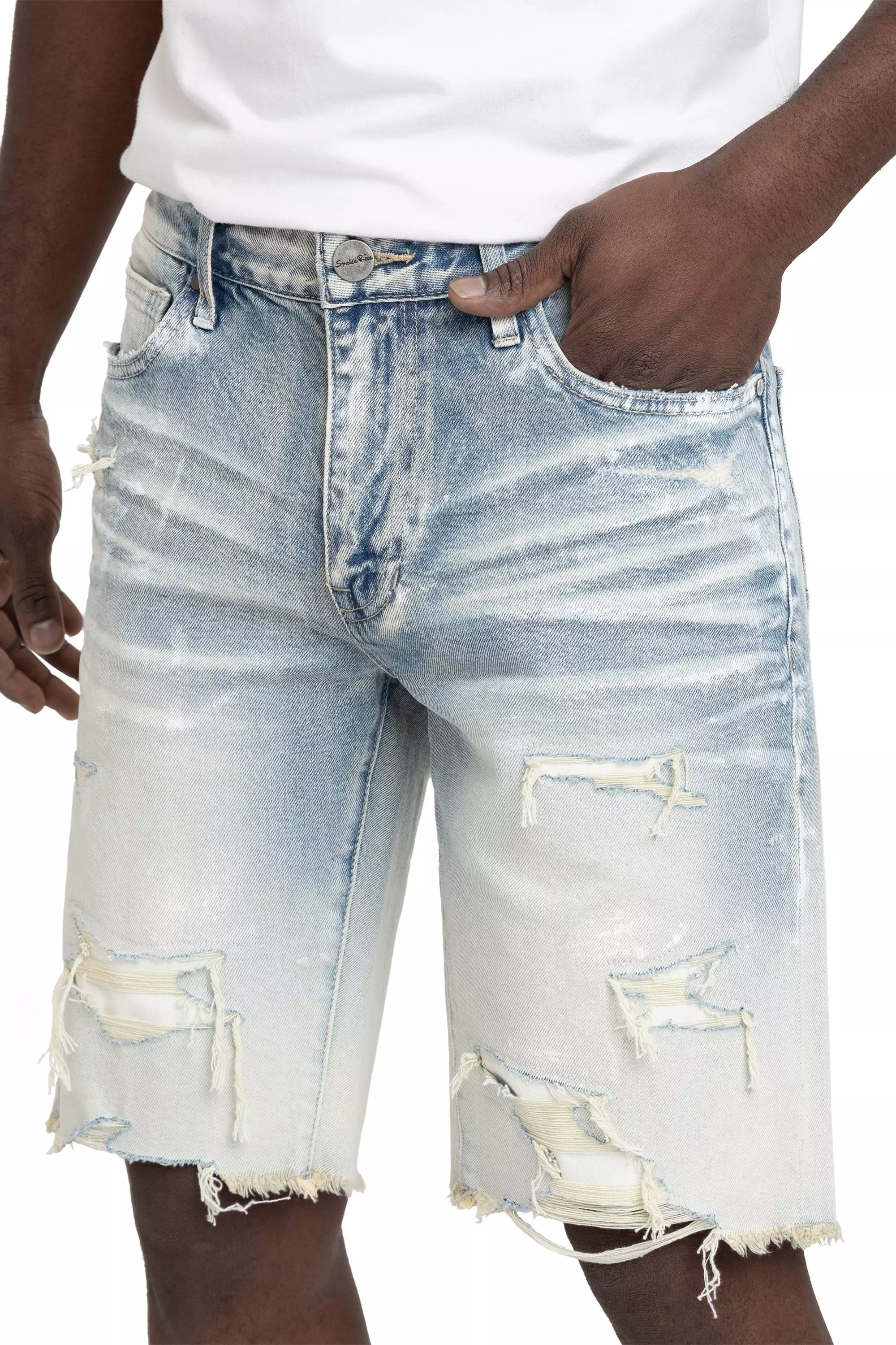 Smoke Rise Men's Paint Splatter Shorts - Ombre Blue - BLUE