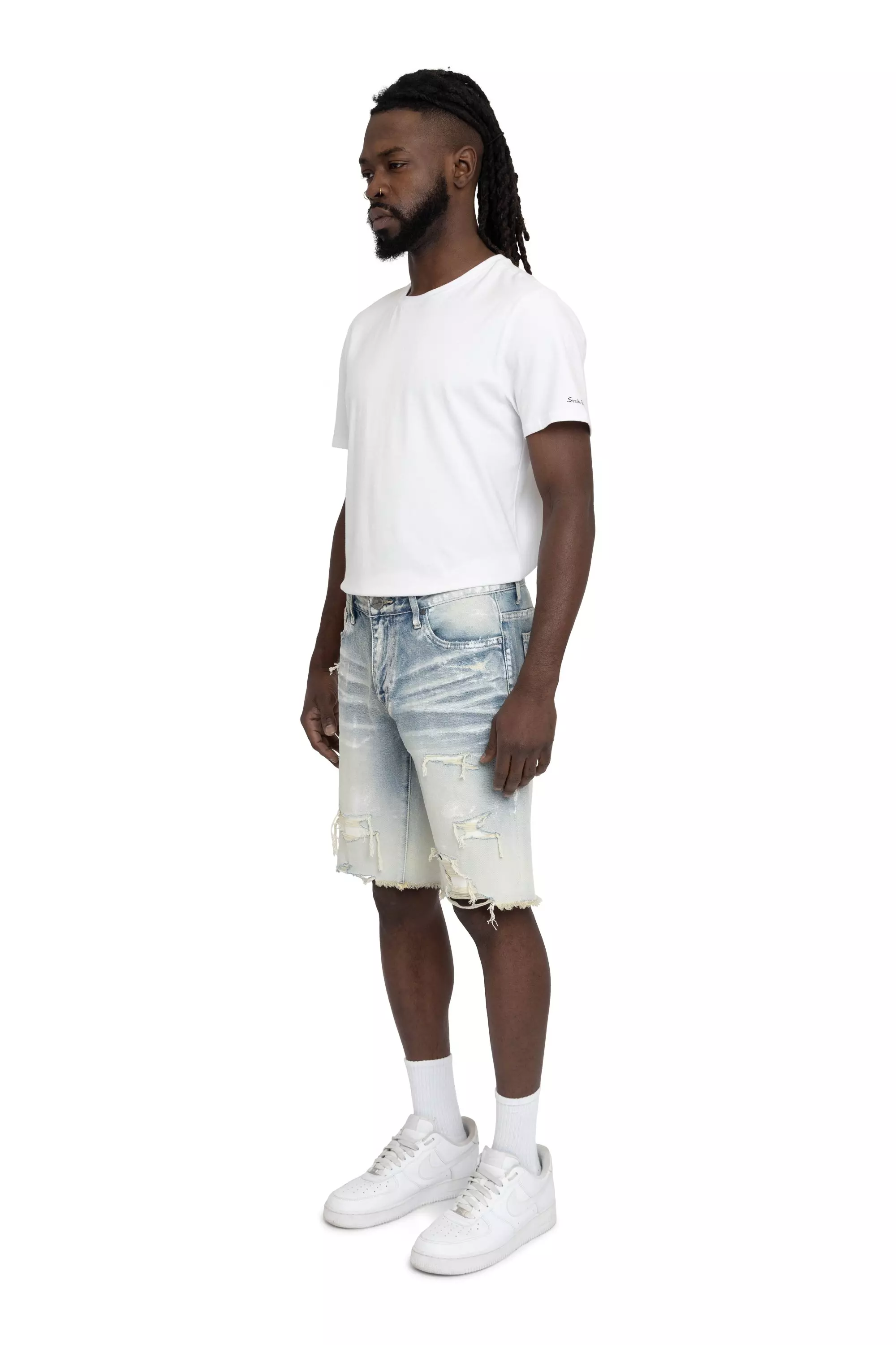 Smoke Rise Men's Paint Splatter Shorts - Ombre Blue - BLUE