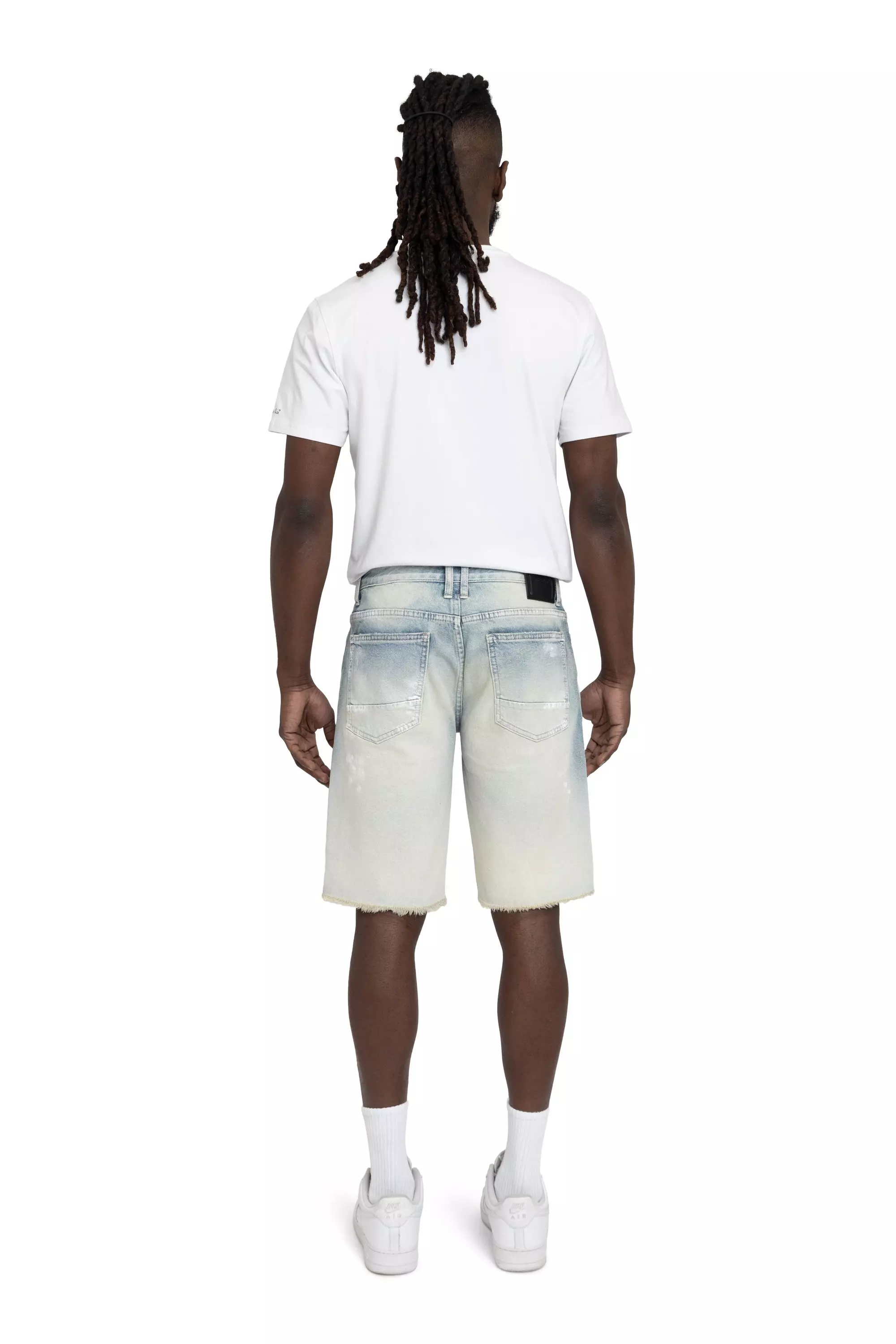 Smoke Rise Men's Paint Splatter Shorts - Ombre Blue - BLUE