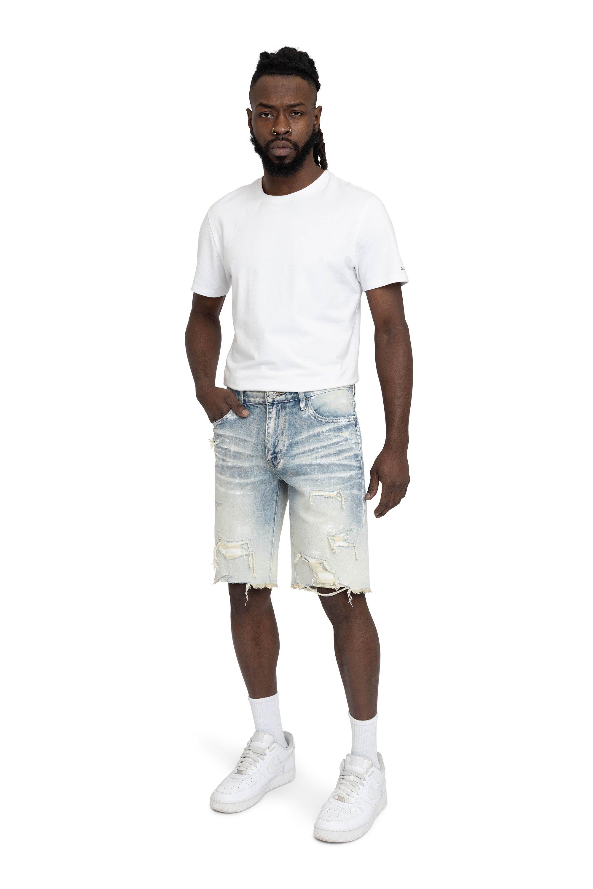 Smoke Rise Men's Paint Splatter Shorts - Ombre Blue - BLUE Thumbnail View 7