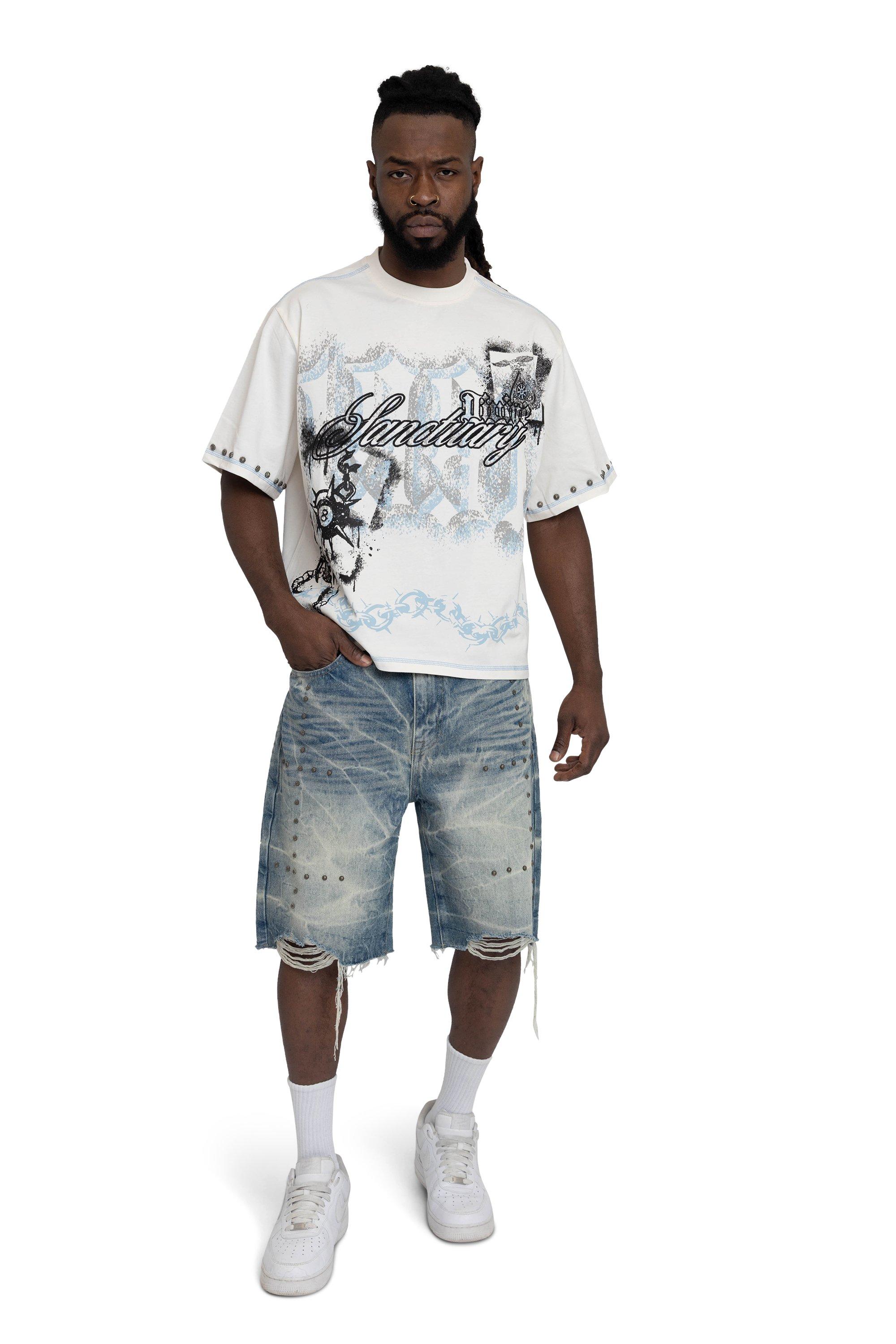 Smoke Rise Men's Comfort Studded Shorts - Holland Blue - BLUE Thumbnail View 5