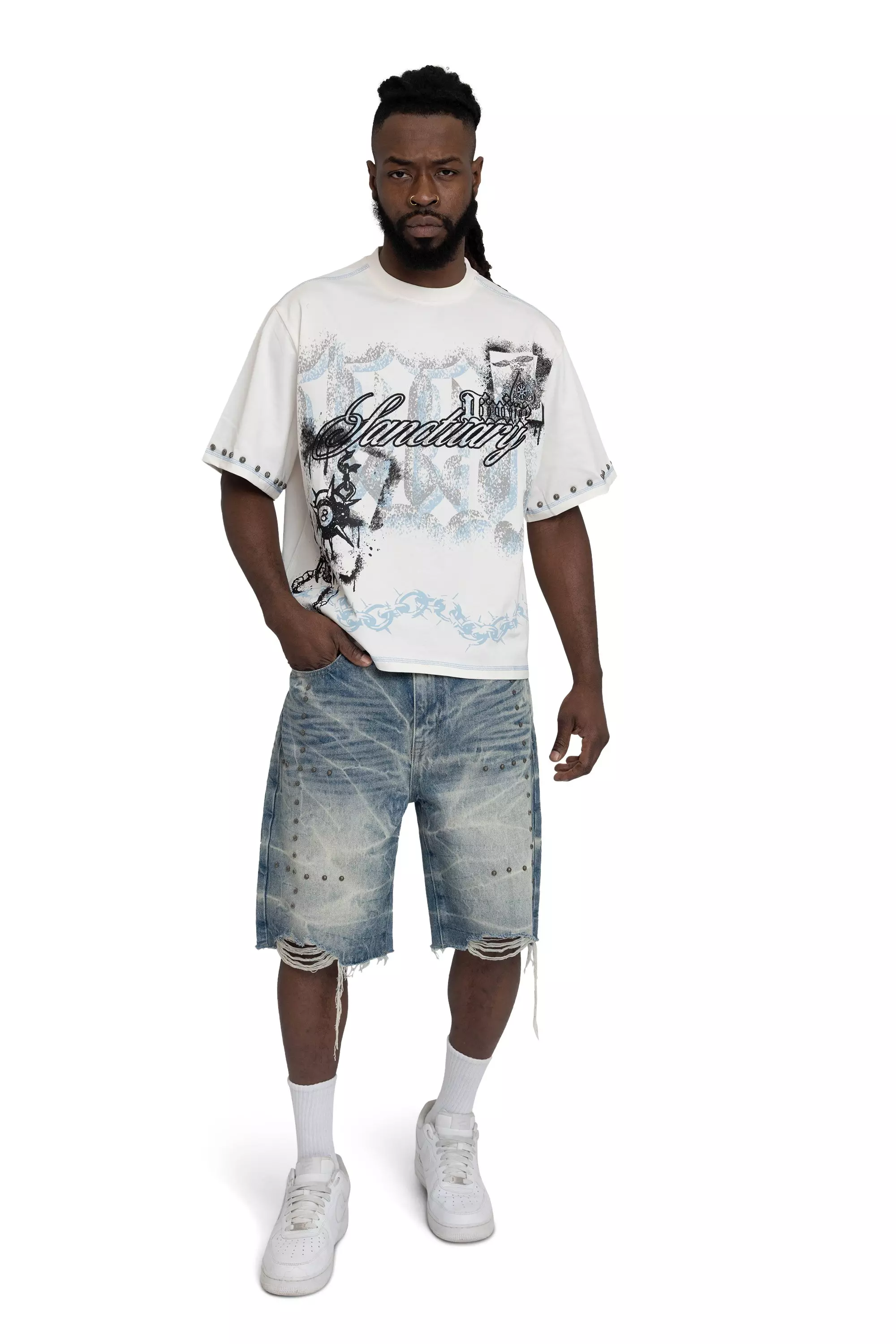 Smoke Rise Men's Comfort Studded Shorts - Holland Blue - BLUE