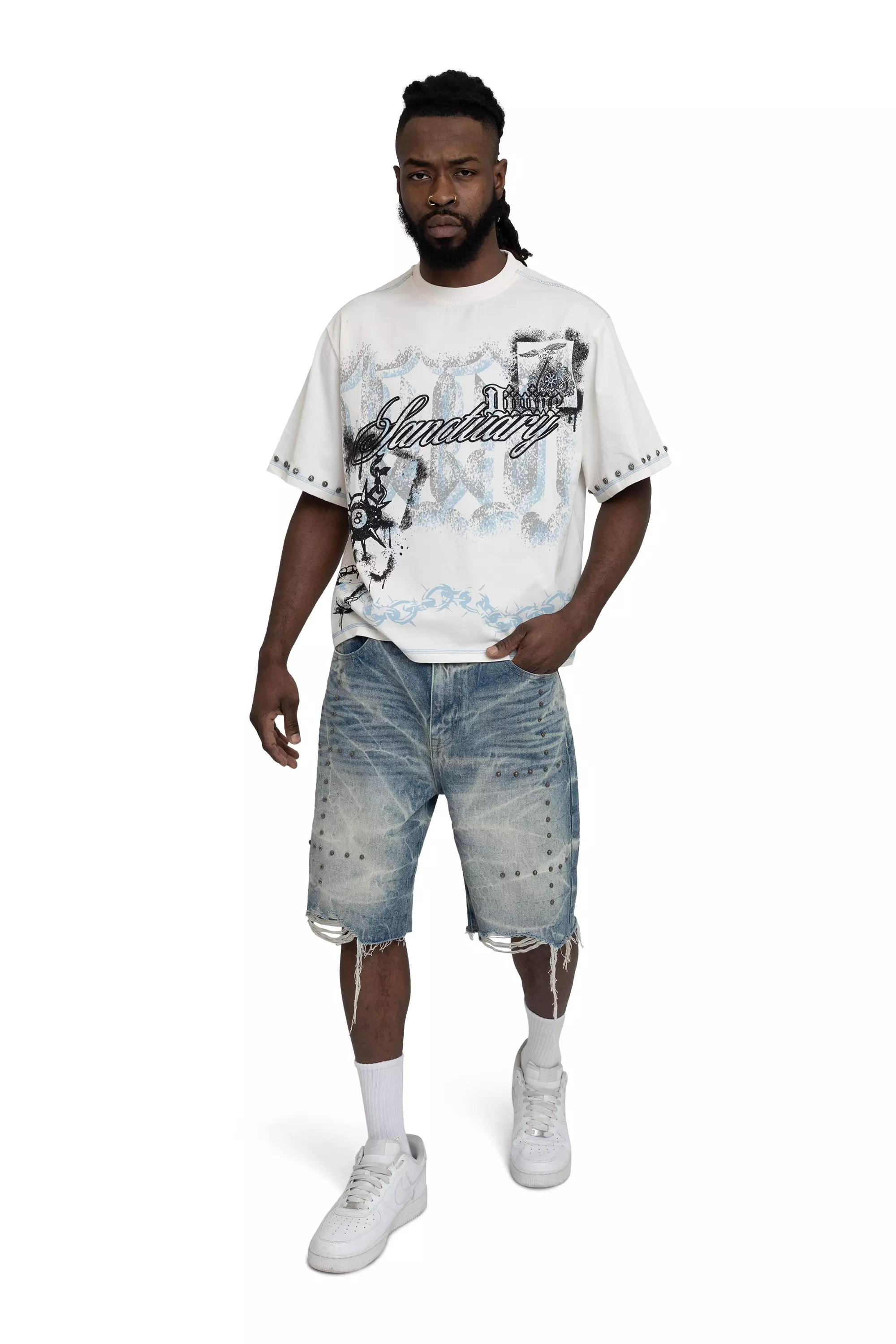 Smoke Rise Men's Comfort Studded Shorts - Holland Blue - BLUE