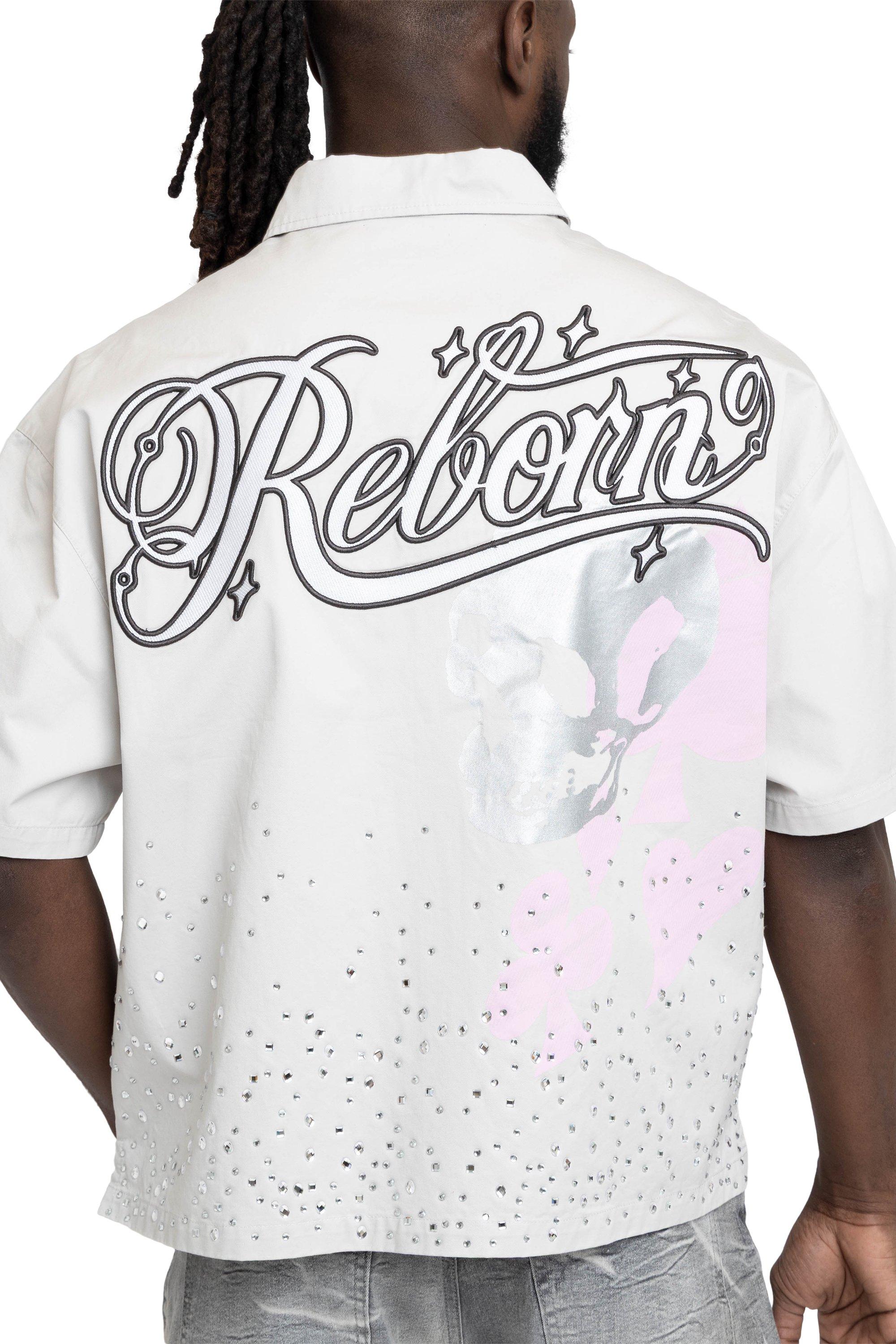Smoke Rise Men's Rhinestone Shirt - Lunar - GREY Thumbnail View 2