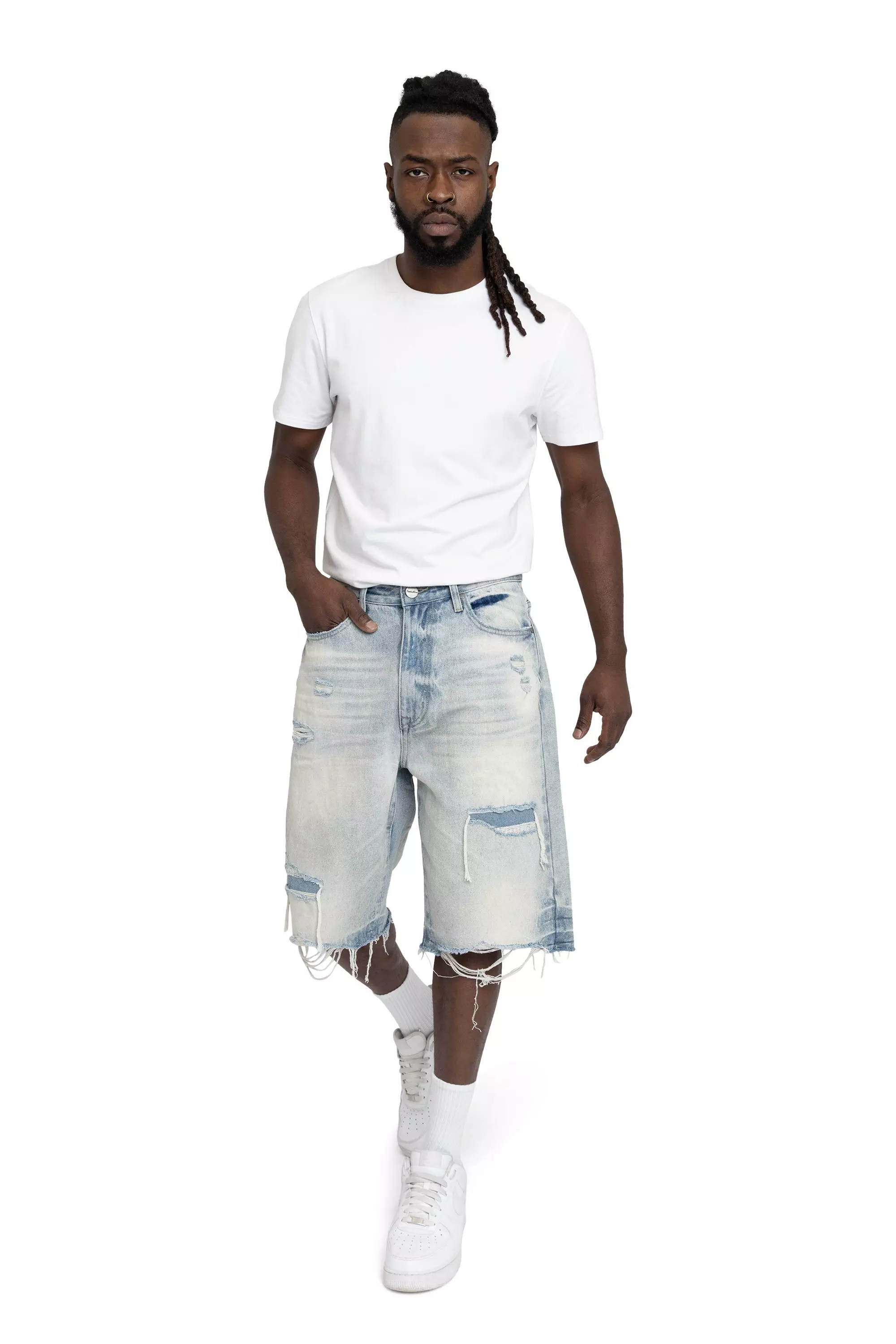 Smoke Rise Men's Skater Denim Shorts - Elgin Blue - BLUE