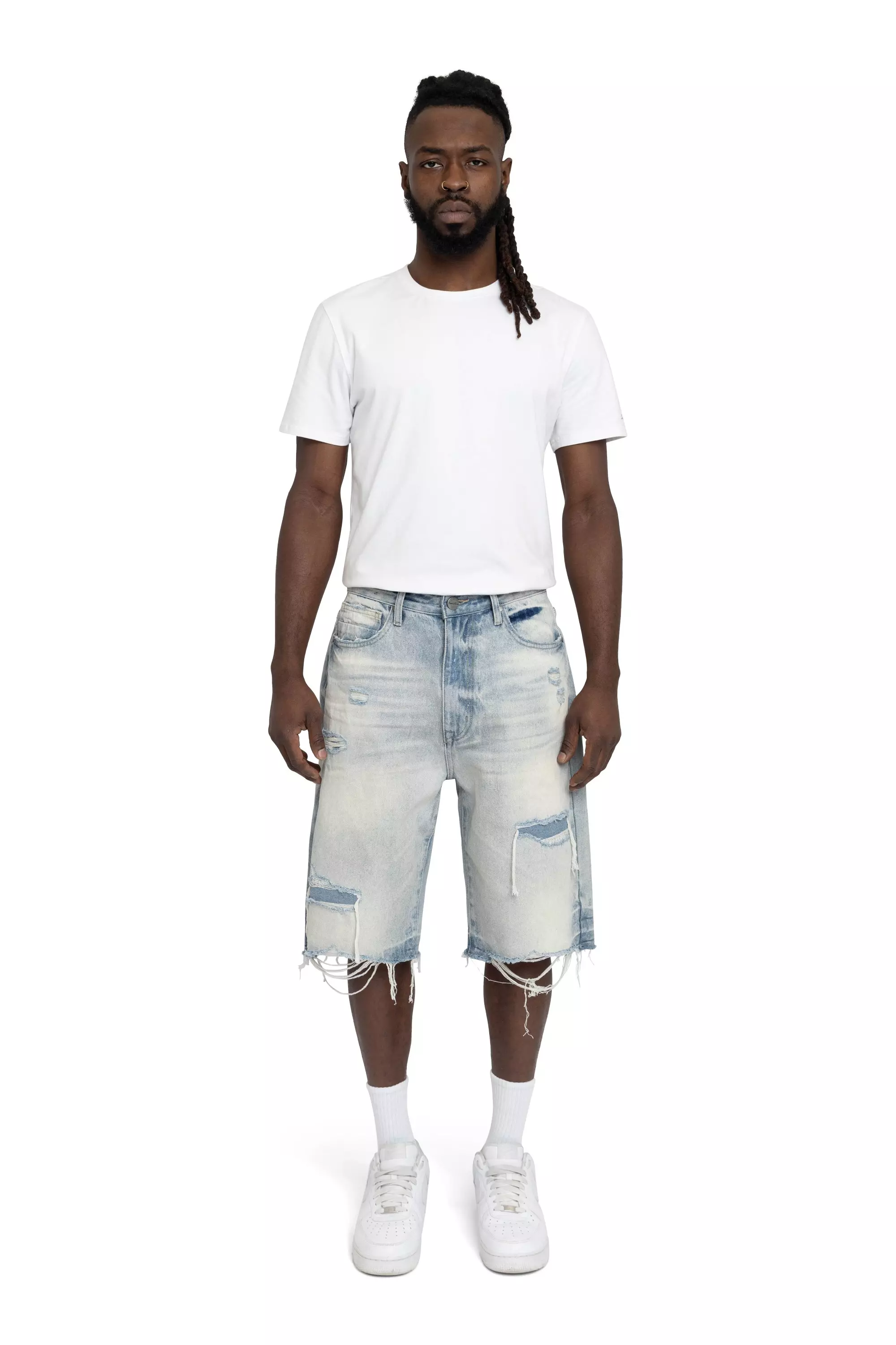 Smoke Rise Men's Skater Denim Shorts - Elgin Blue - BLUE