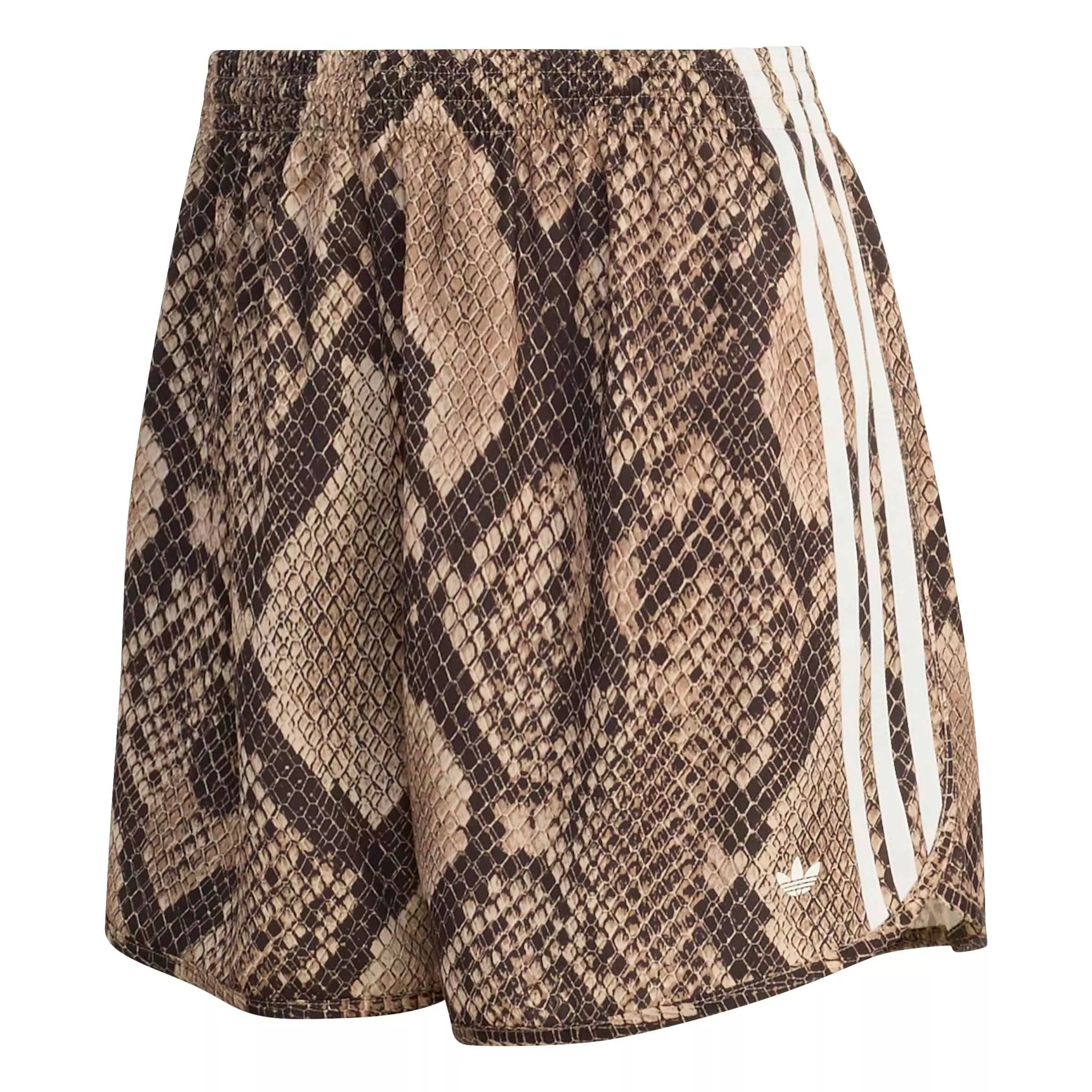 adidas Originals Women's Snake Print Satin Shorts - BEIGE