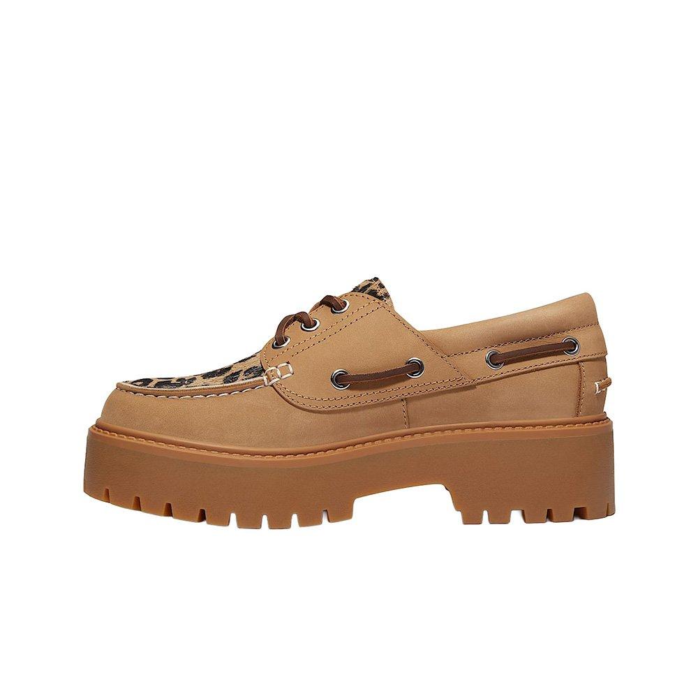 Timberland Stone Street Platform "Leopard Print/Beige" Women's Boat Shoe - BLACK/BROWN Thumbnail View 2