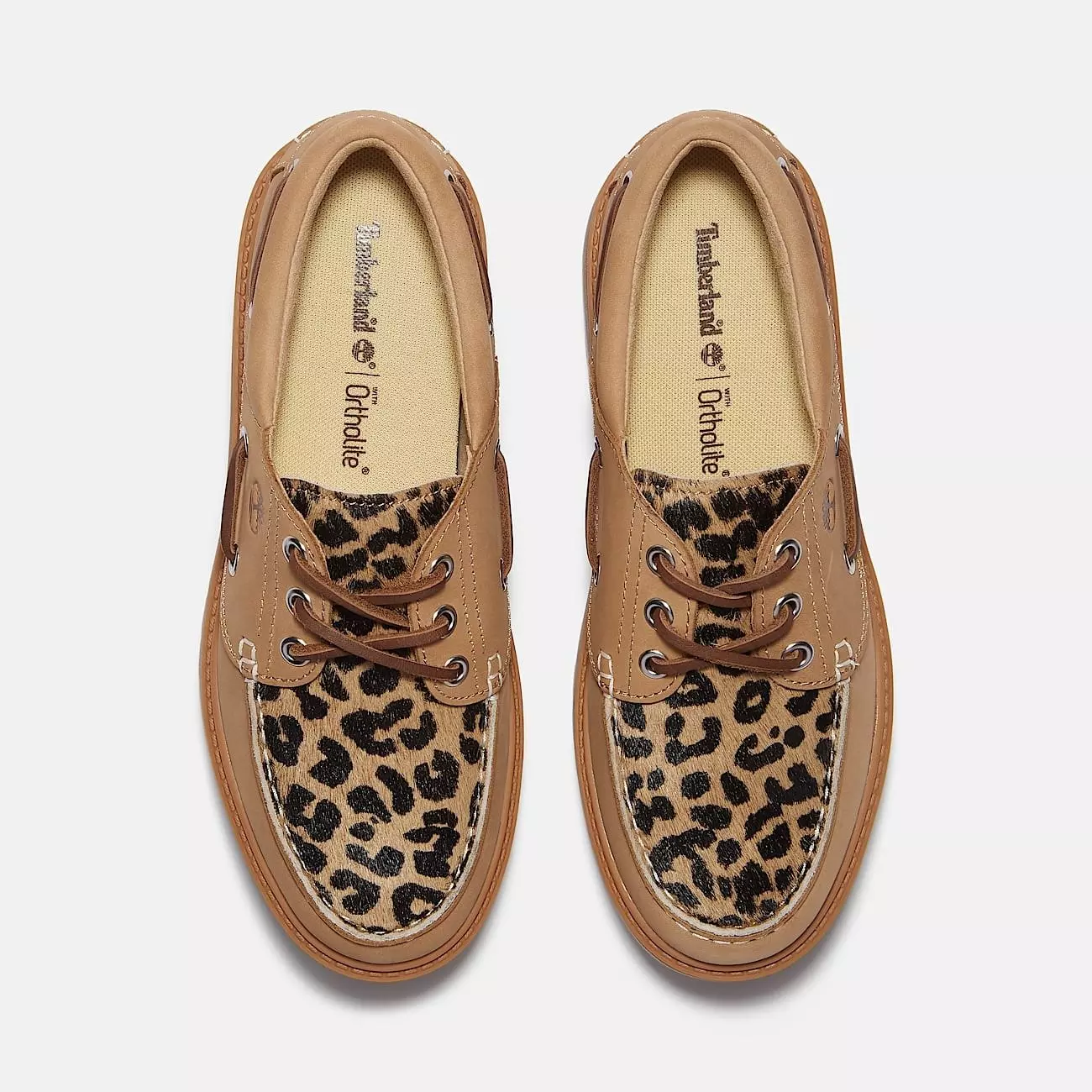 Timberland Stone Street Platform "Leopard Print/Beige" Women's Boat Shoe - BLACK/BROWN