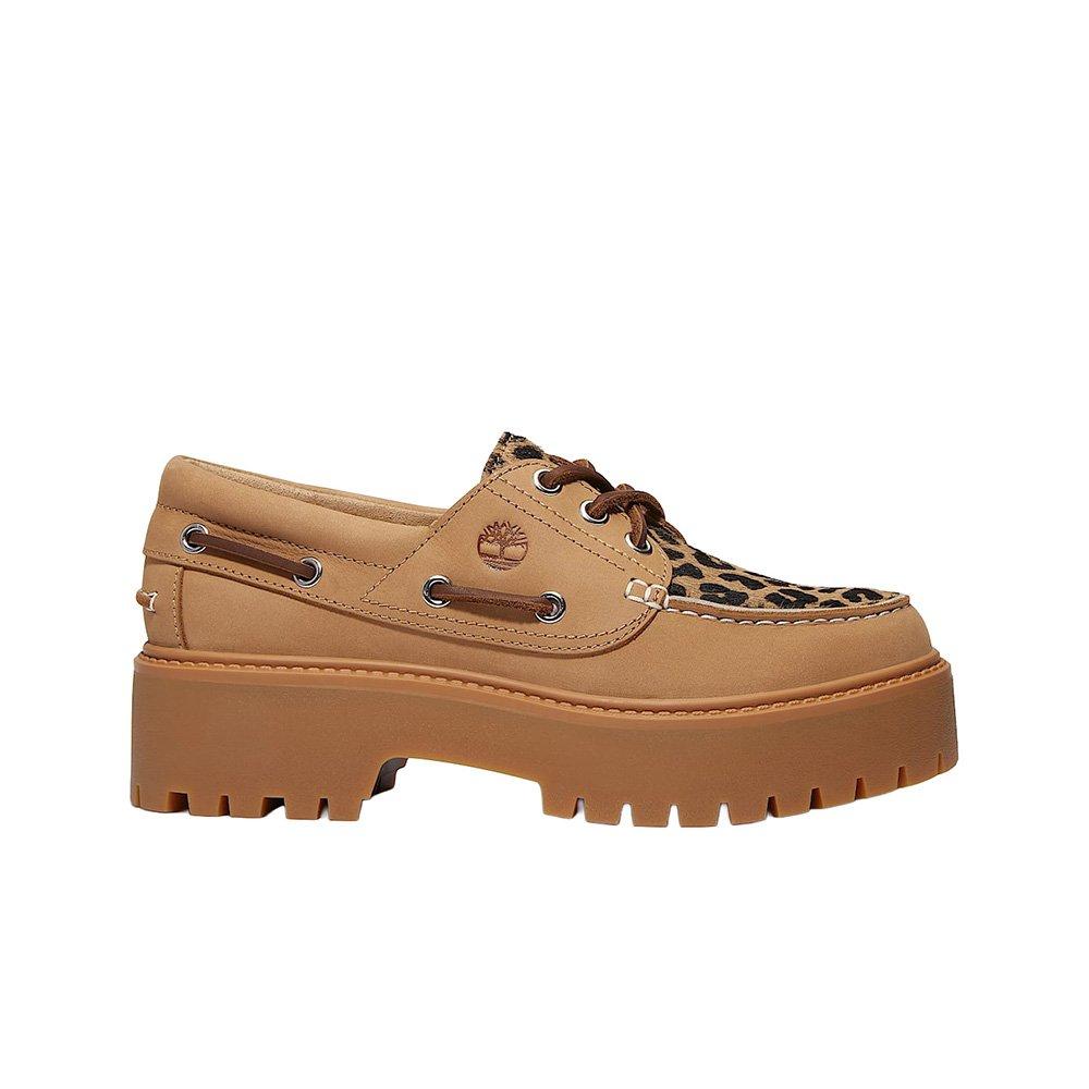 Timberland Stone Street Platform "Leopard Print/Beige" Women's Boat Shoe - BLACK/BROWN Thumbnail View 1