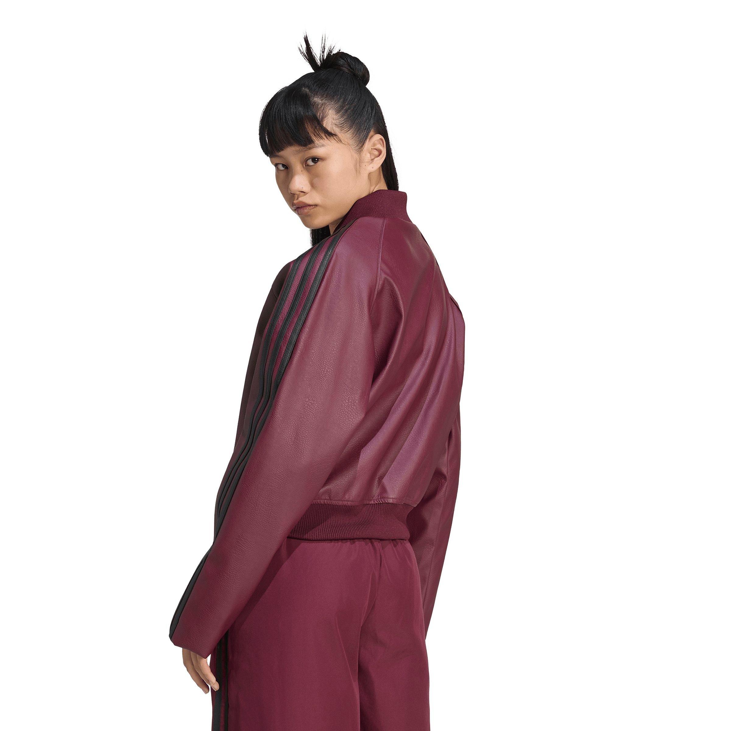 adidas Originals Women's Pleather Tracktop Jacket - MAROON Thumbnail View 2