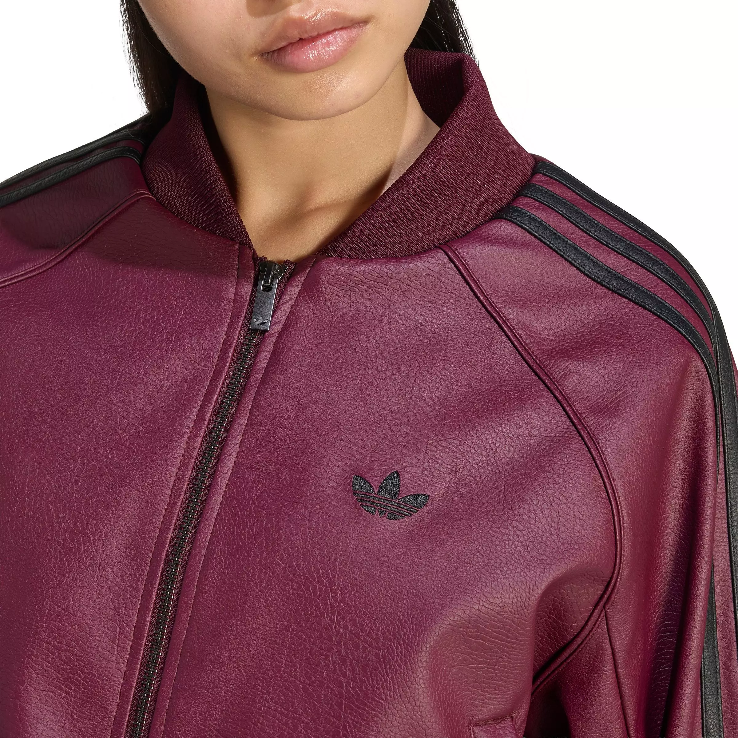 adidas Originals Women's Pleather Tracktop Jacket - MAROON