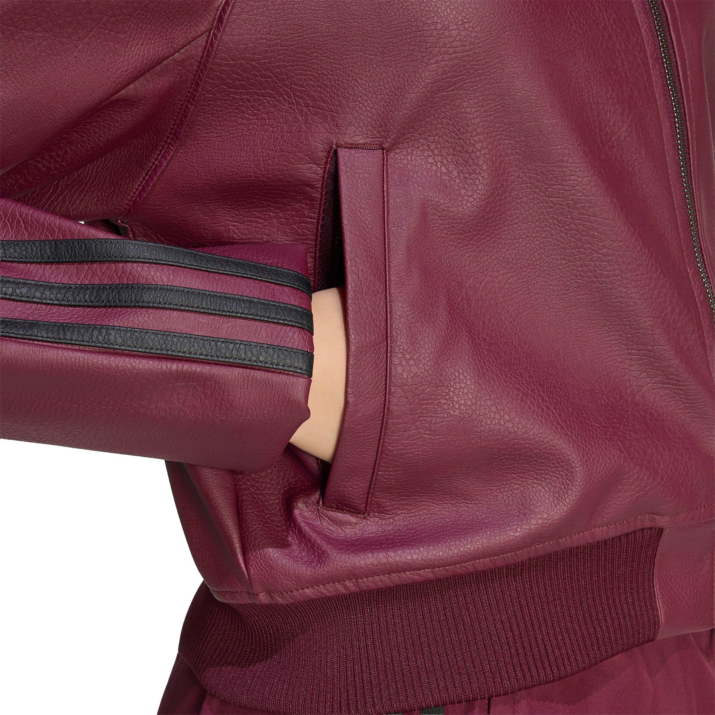 adidas Originals Women's Pleather Tracktop Jacket - MAROON Thumbnail View 4