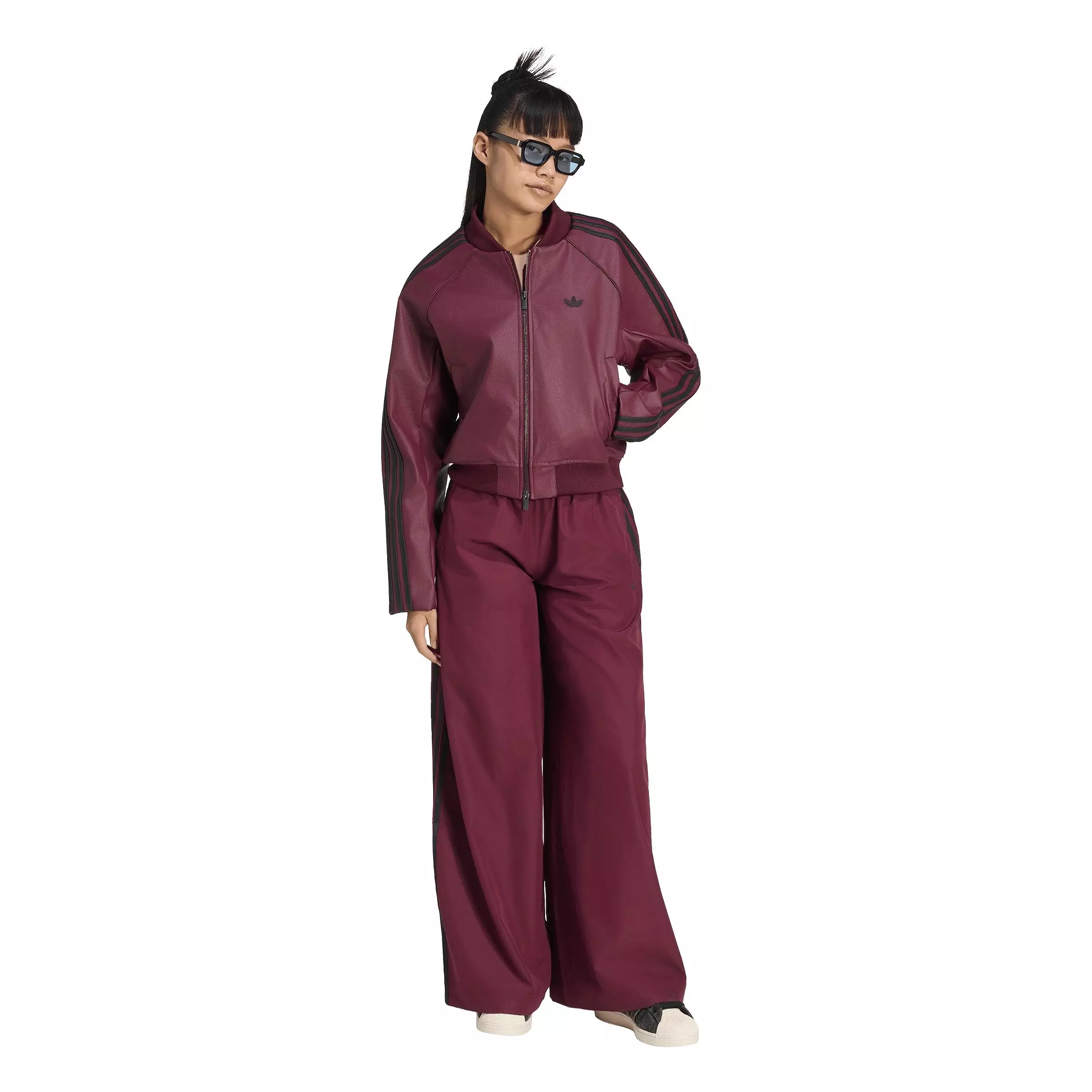 adidas Originals Women's Pleather Tracktop Jacket - MAROON