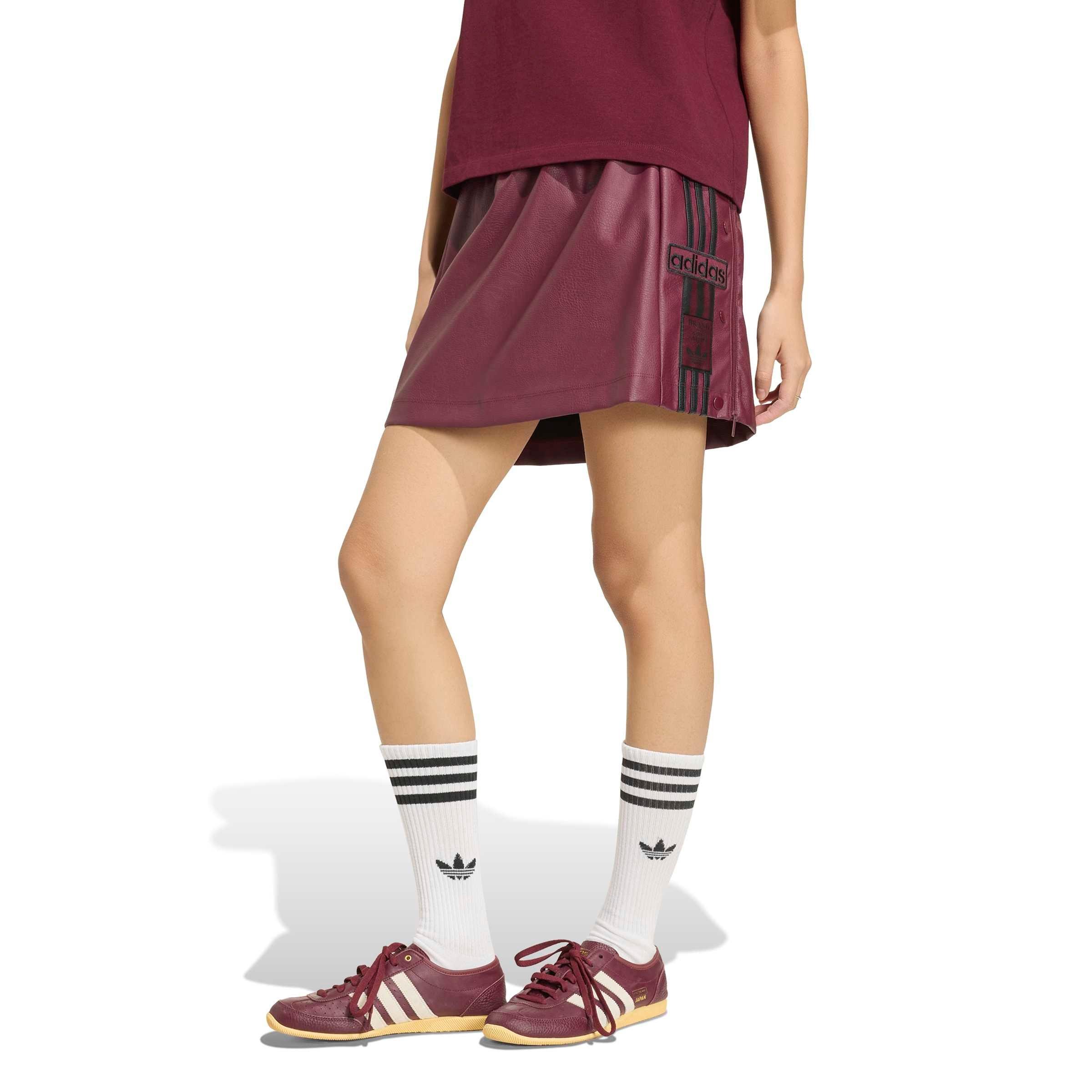 adidas Women's Pleather Skirt - Maroon - MAROON