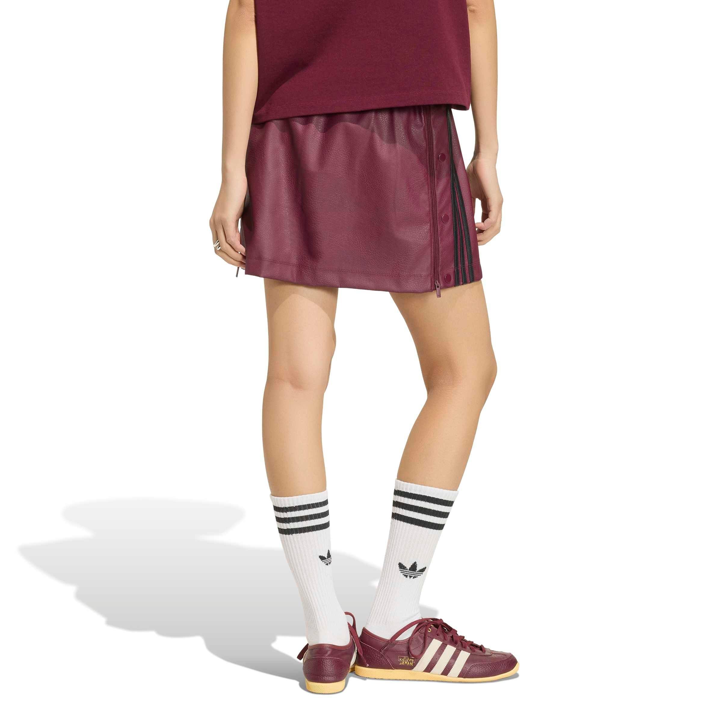 adidas Women's Pleather Skirt - Maroon - MAROON