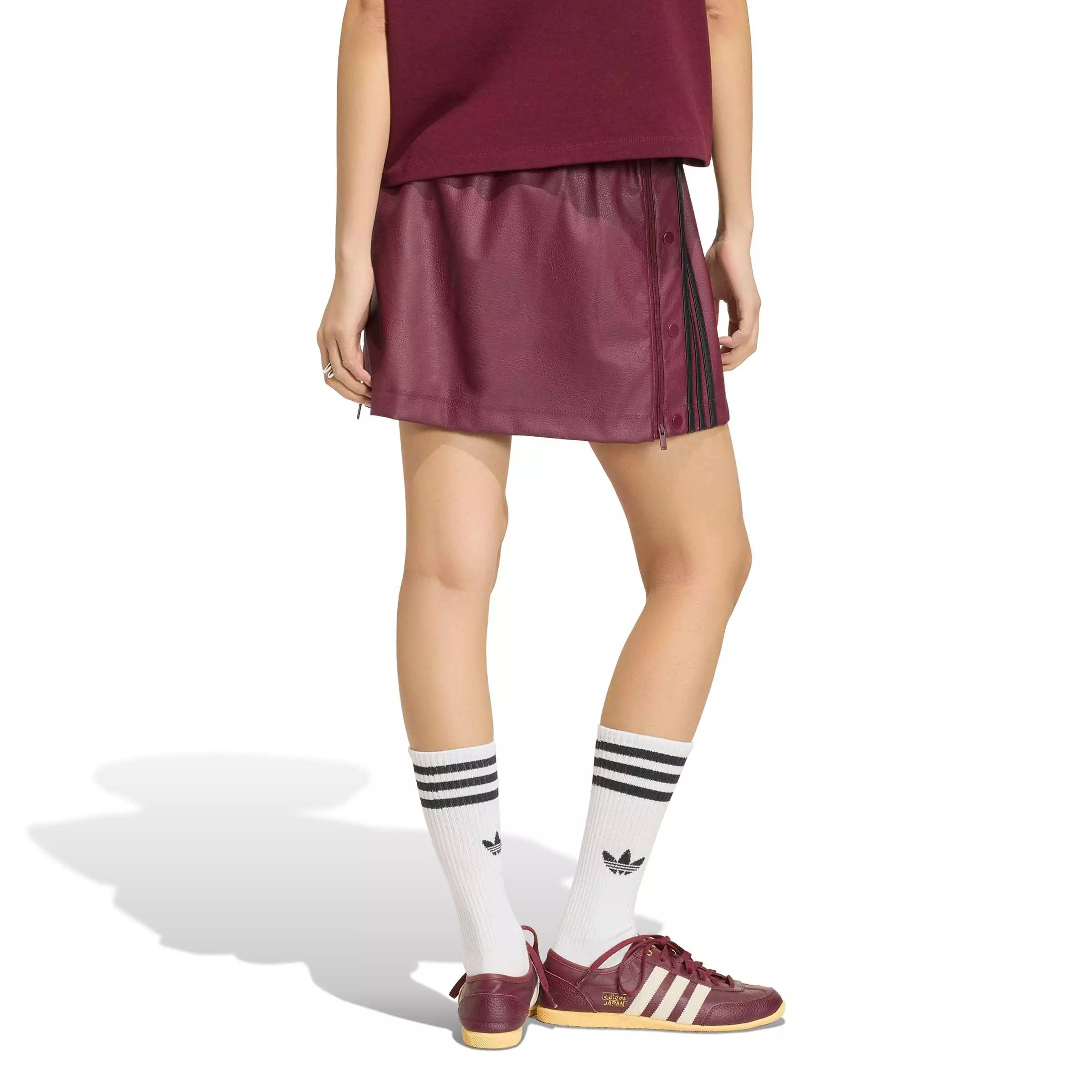 adidas Women's Pleather Skirt - Maroon - MAROON