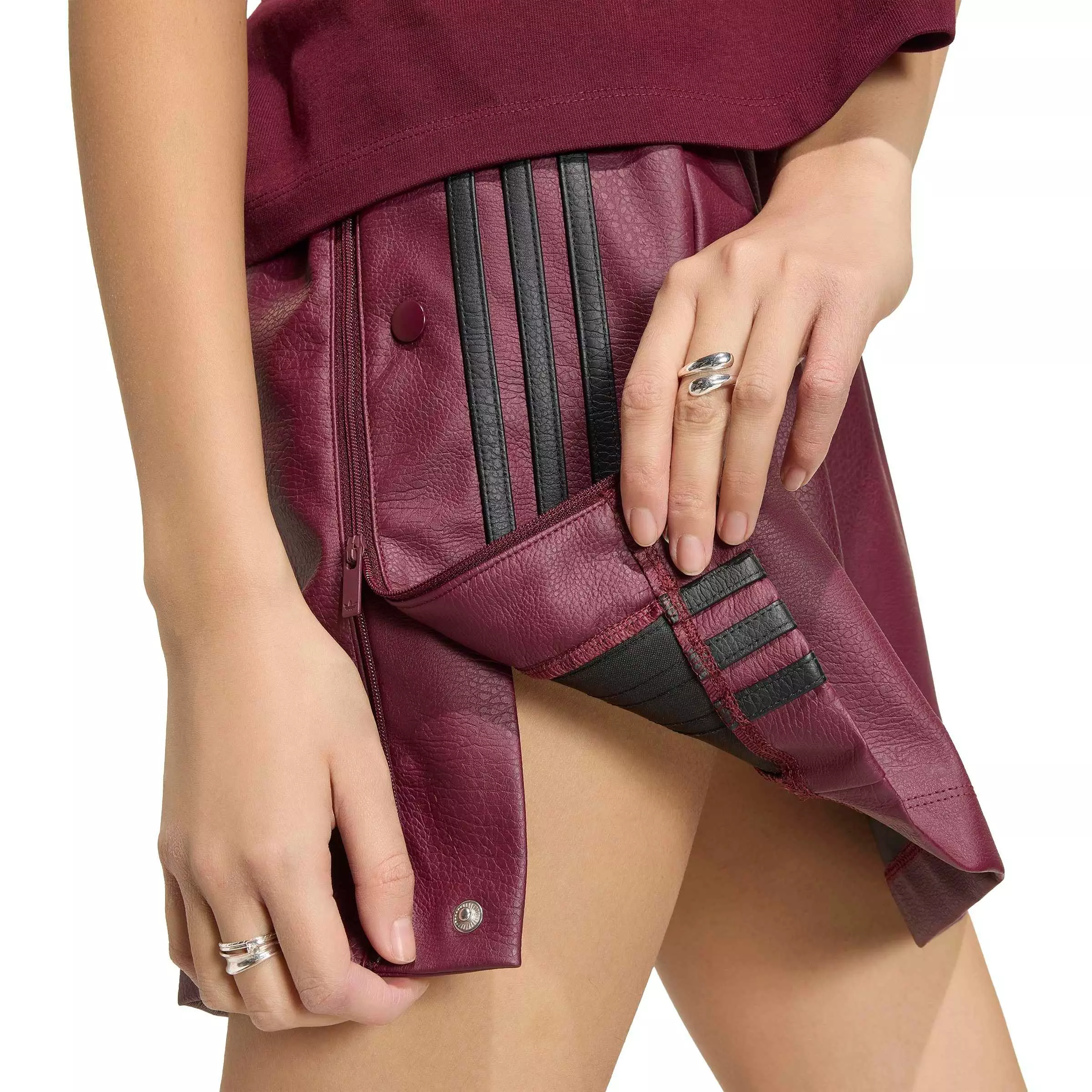 adidas Women's Pleather Skirt - Maroon - MAROON