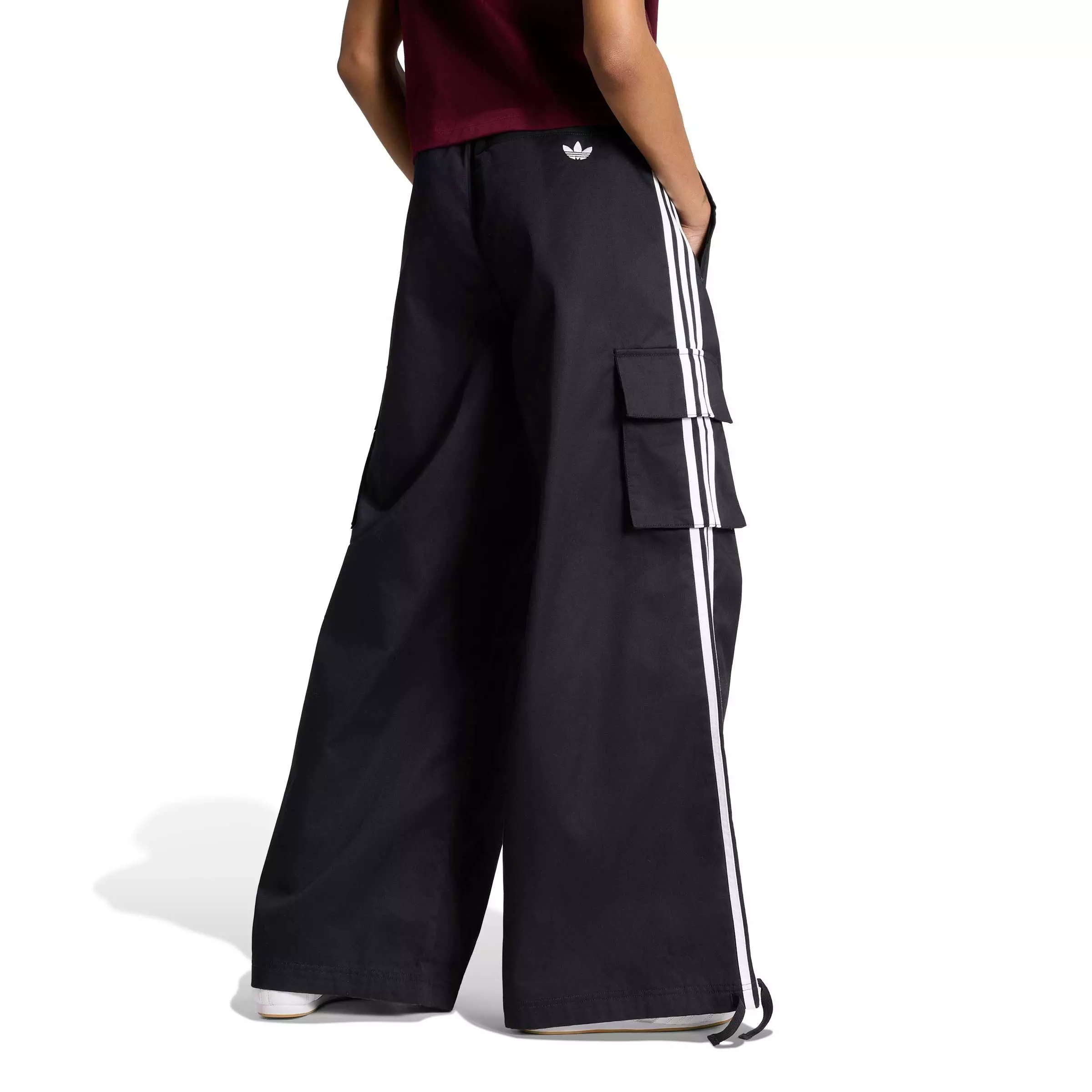 adidas Women's Firebird Adilenium Twill 3s Cargo Pants - Black/White - BLACK/WHITE
