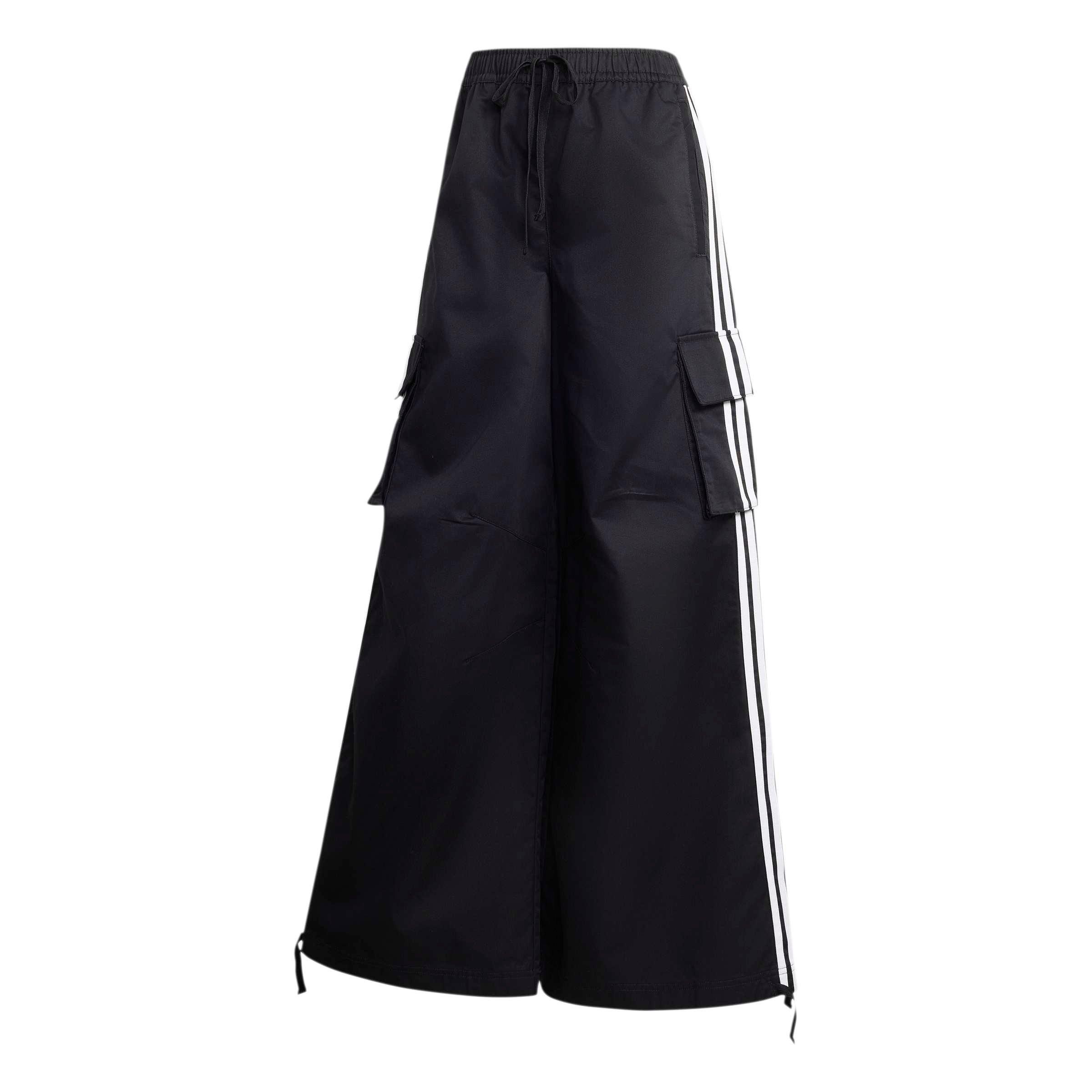 adidas Women's Firebird Adilenium Twill 3s Cargo Pants - Black/White - BLACK/WHITE