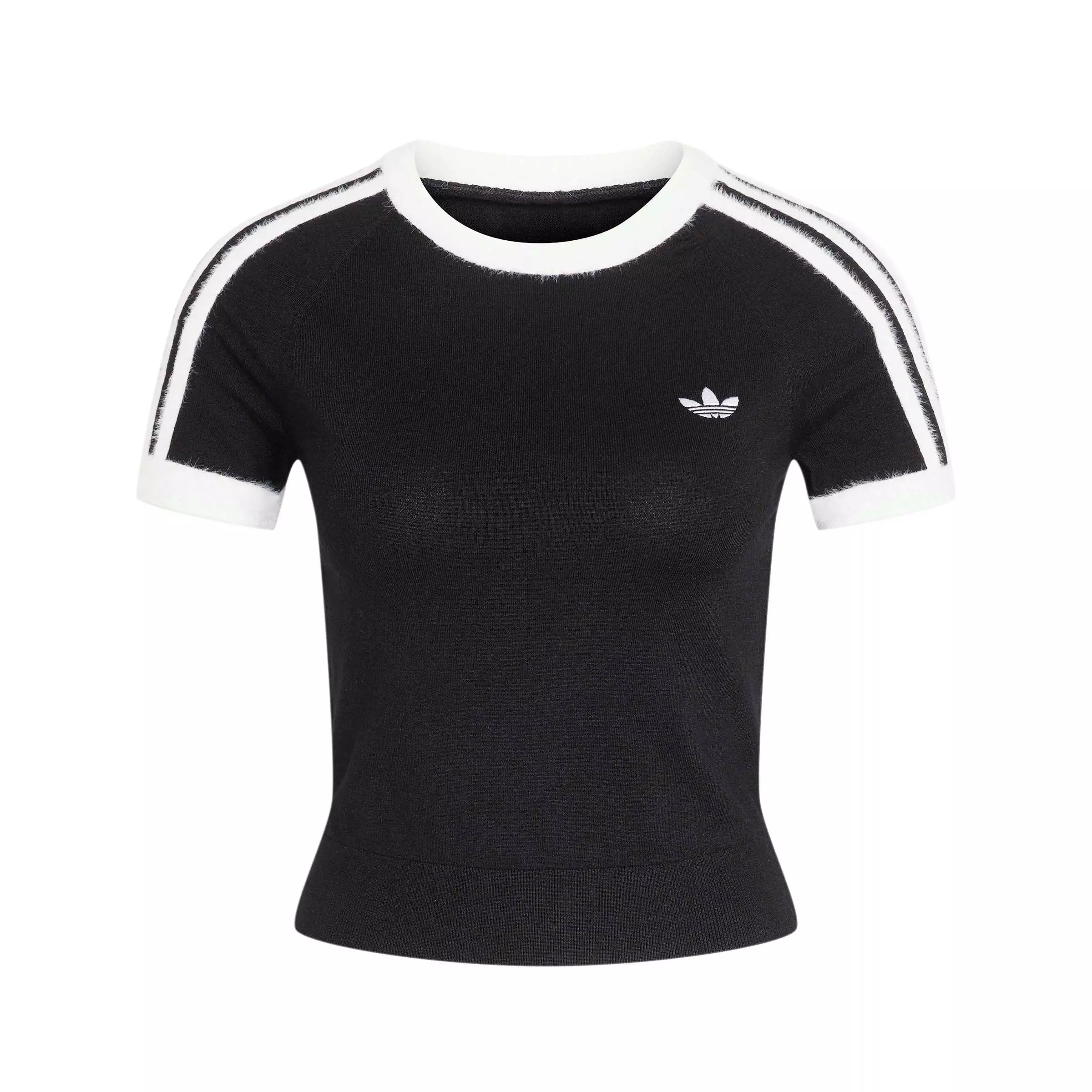 adidas Women's Adicolor Knitted Tee - Black/White - BLACK/WHITE