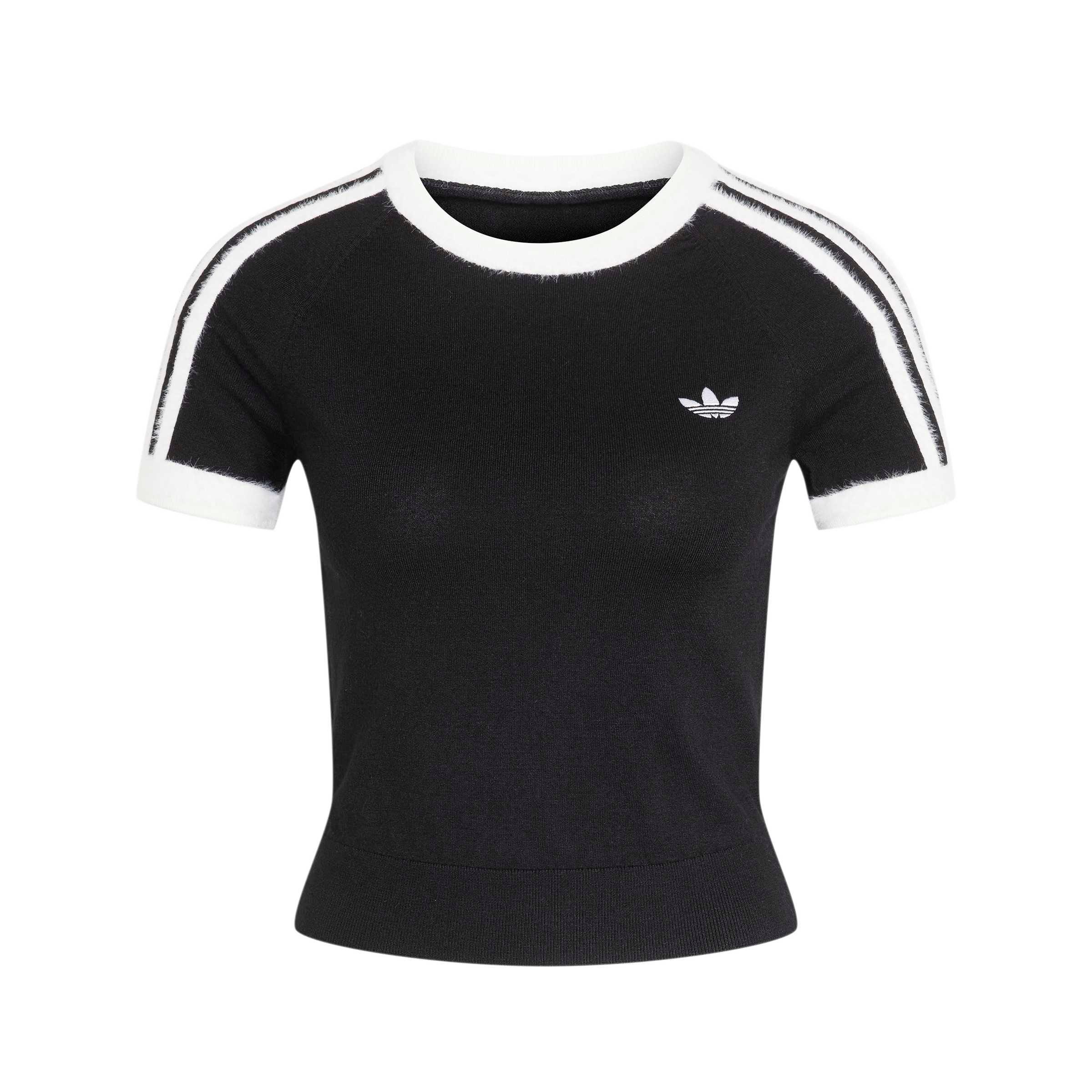 adidas Women's Adicolor Knitted Tee - Black/White - BLACK/WHITE