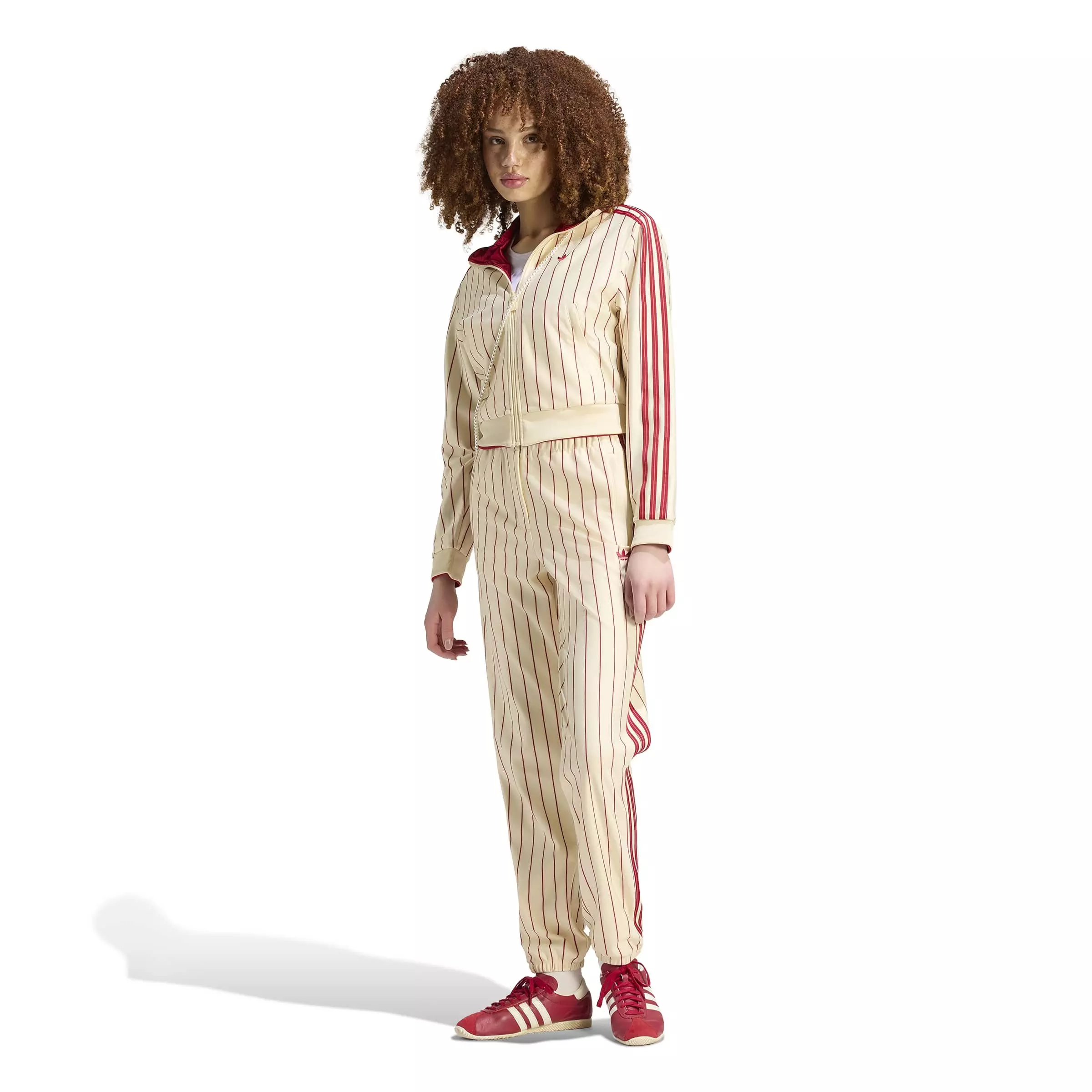 adidas Originals Women's Reversible Firebird Track Jacket - CREAM/RED