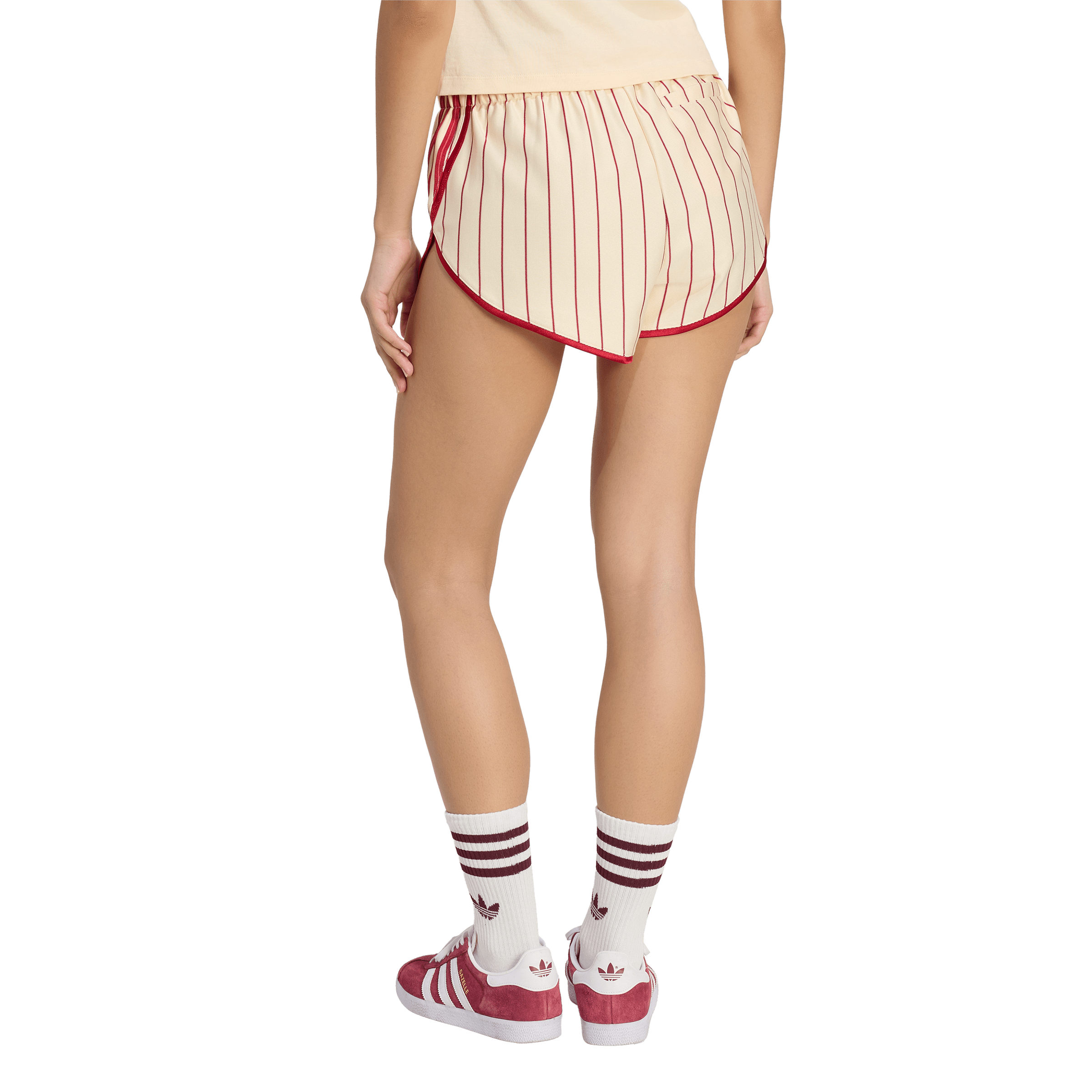 adidas Women's Pinstripe Firebirds Jersey Short - Vanilla/Red - CREAM/RED