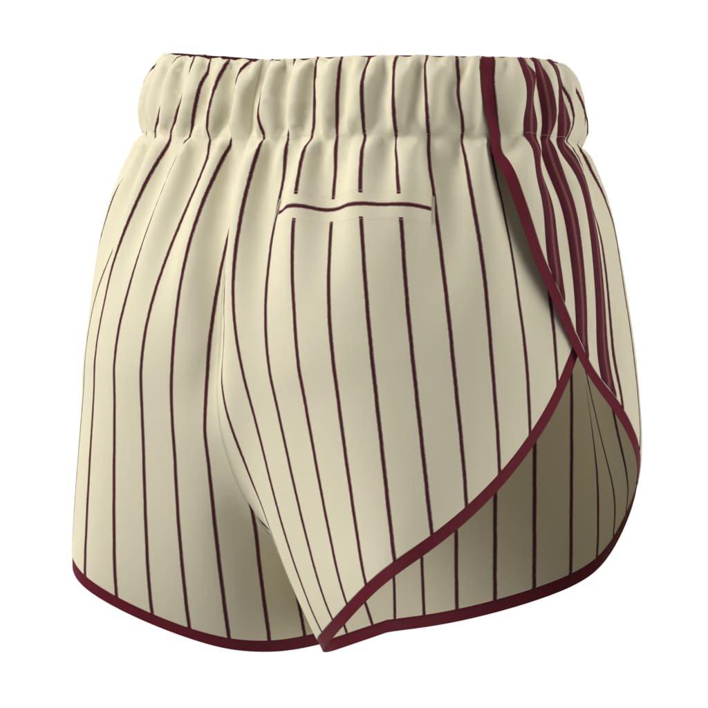 adidas Women's Pinstripe Firebirds Jersey Short - Vanilla/Red - CREAM/RED Thumbnail View 2