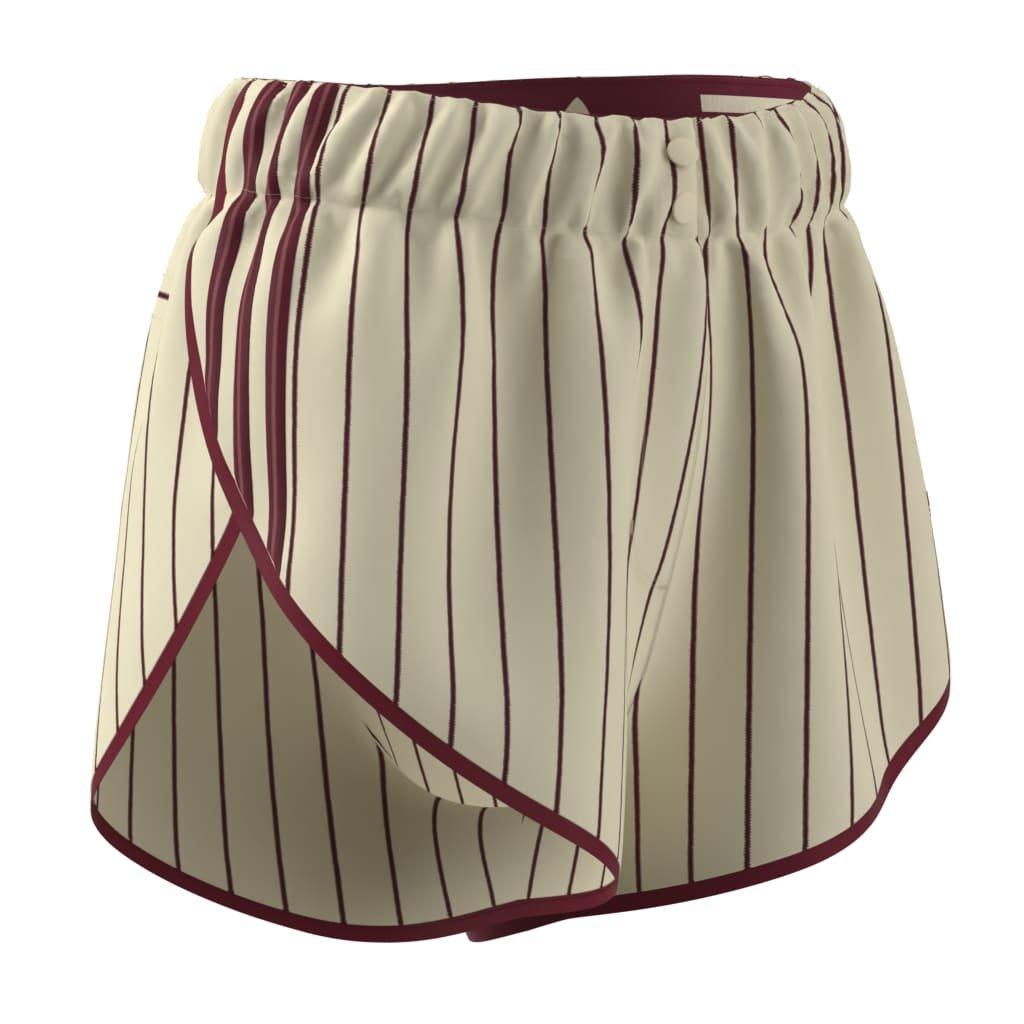 adidas Women's Pinstripe Firebirds Jersey Short - Vanilla/Red - CREAM/RED Thumbnail View 3