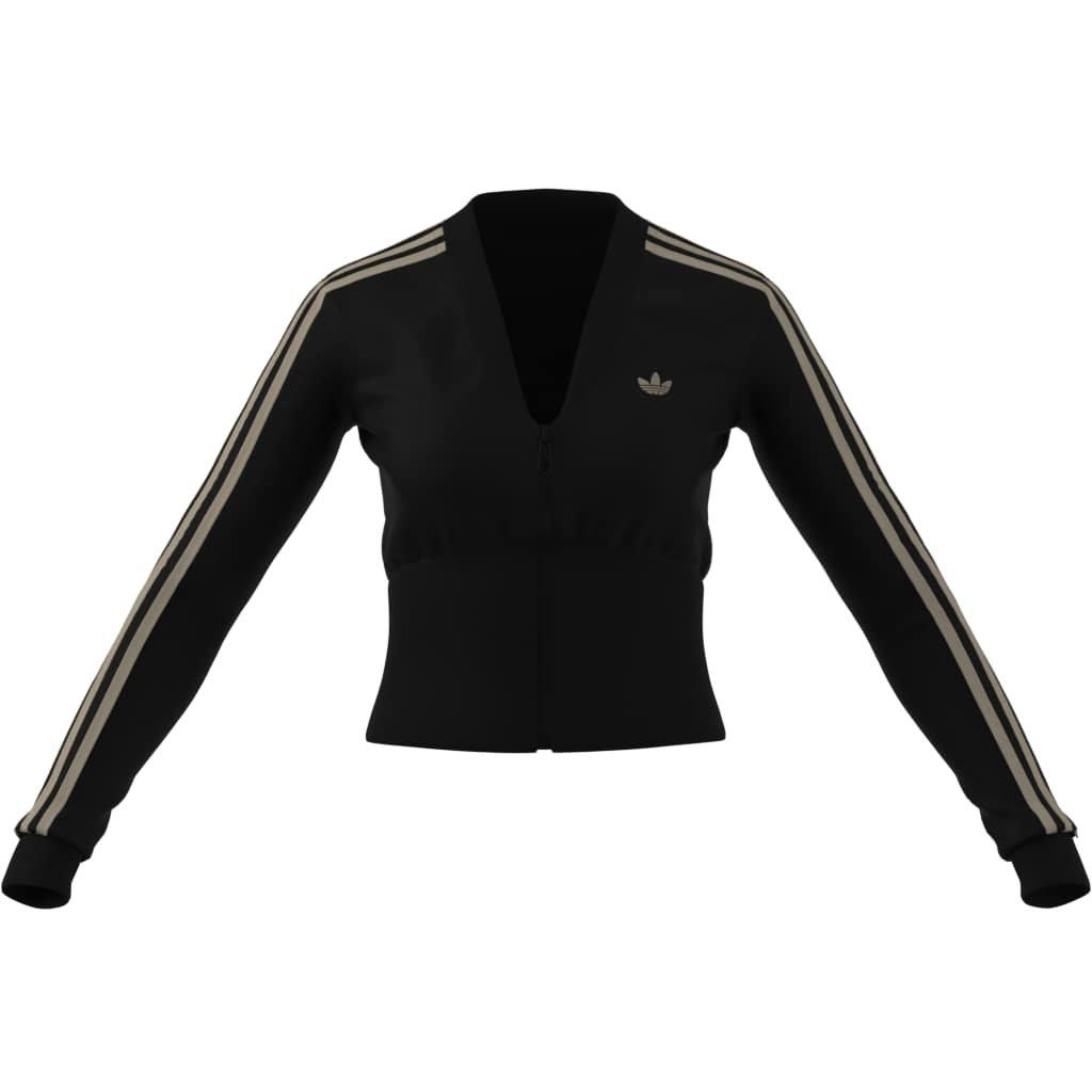 adidas Originals Women's Velvet V-Neck Track Jacket - BLACK Thumbnail View 1
