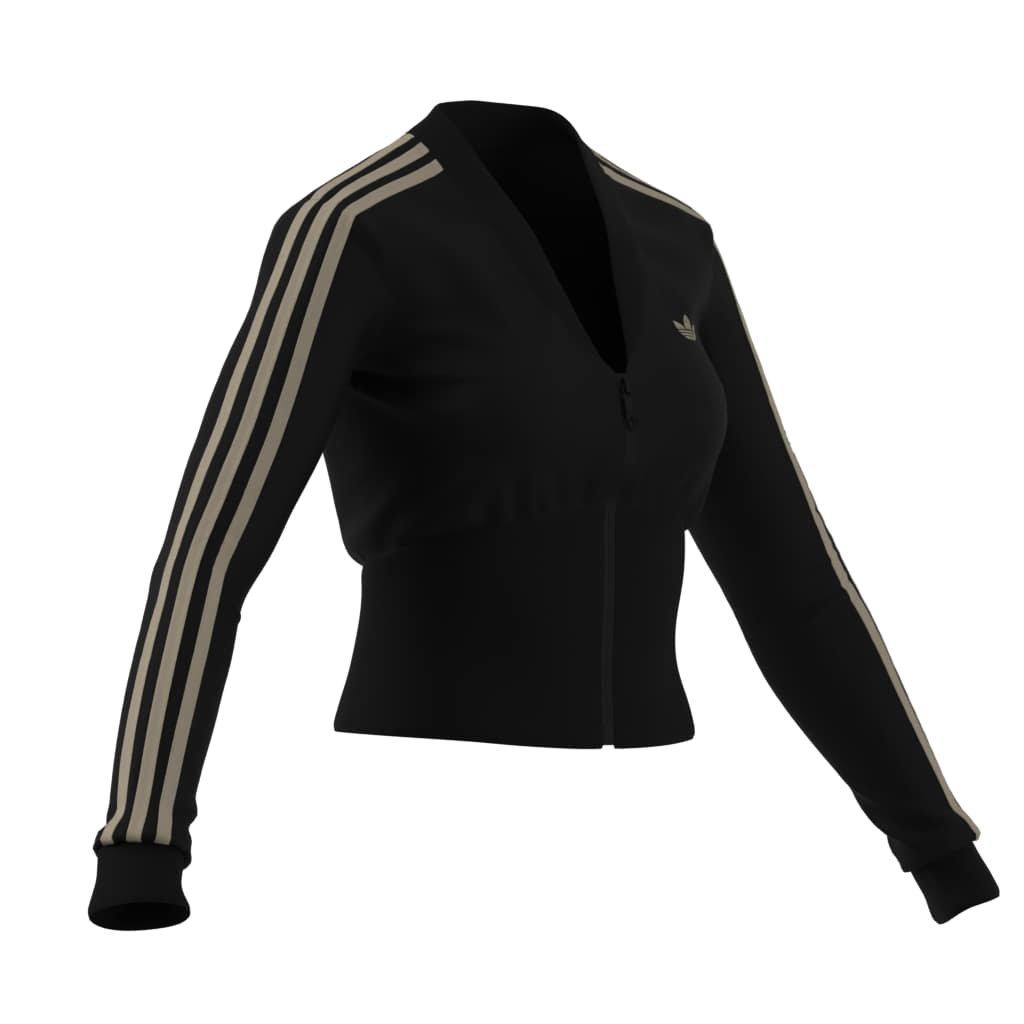 adidas Originals Women's Velvet V-Neck Track Jacket - BLACK Thumbnail View 3