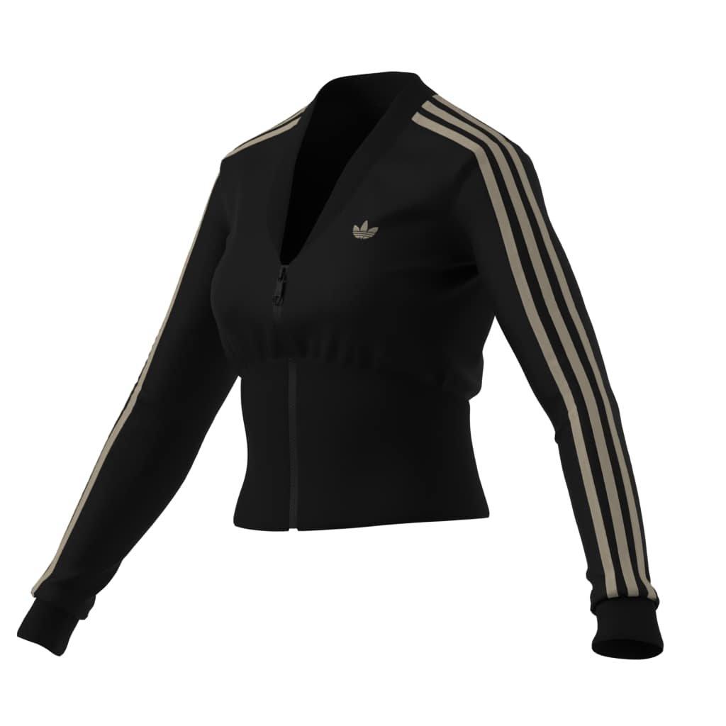 adidas Originals Women's Velvet V-Neck Track Jacket - BLACK Thumbnail View 5