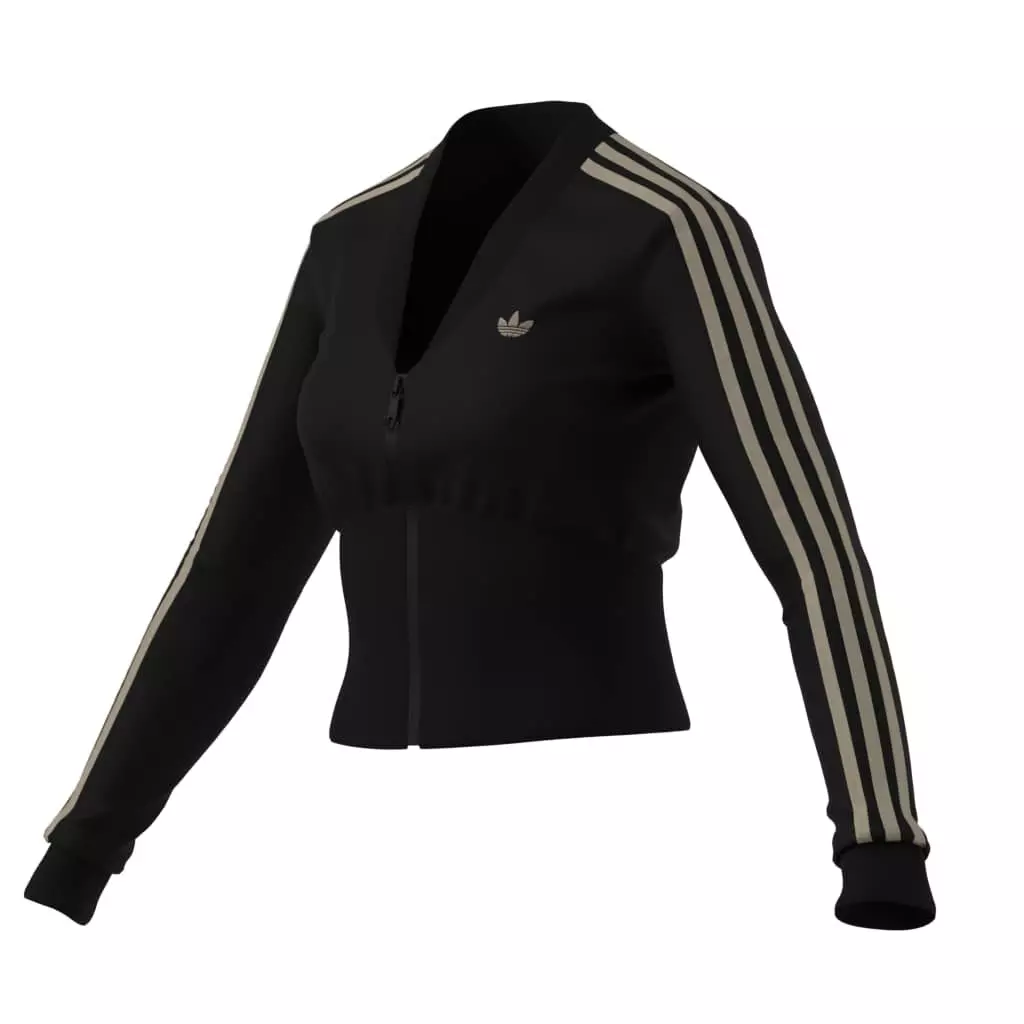 adidas Originals Women's Velvet V-Neck Track Jacket - BLACK