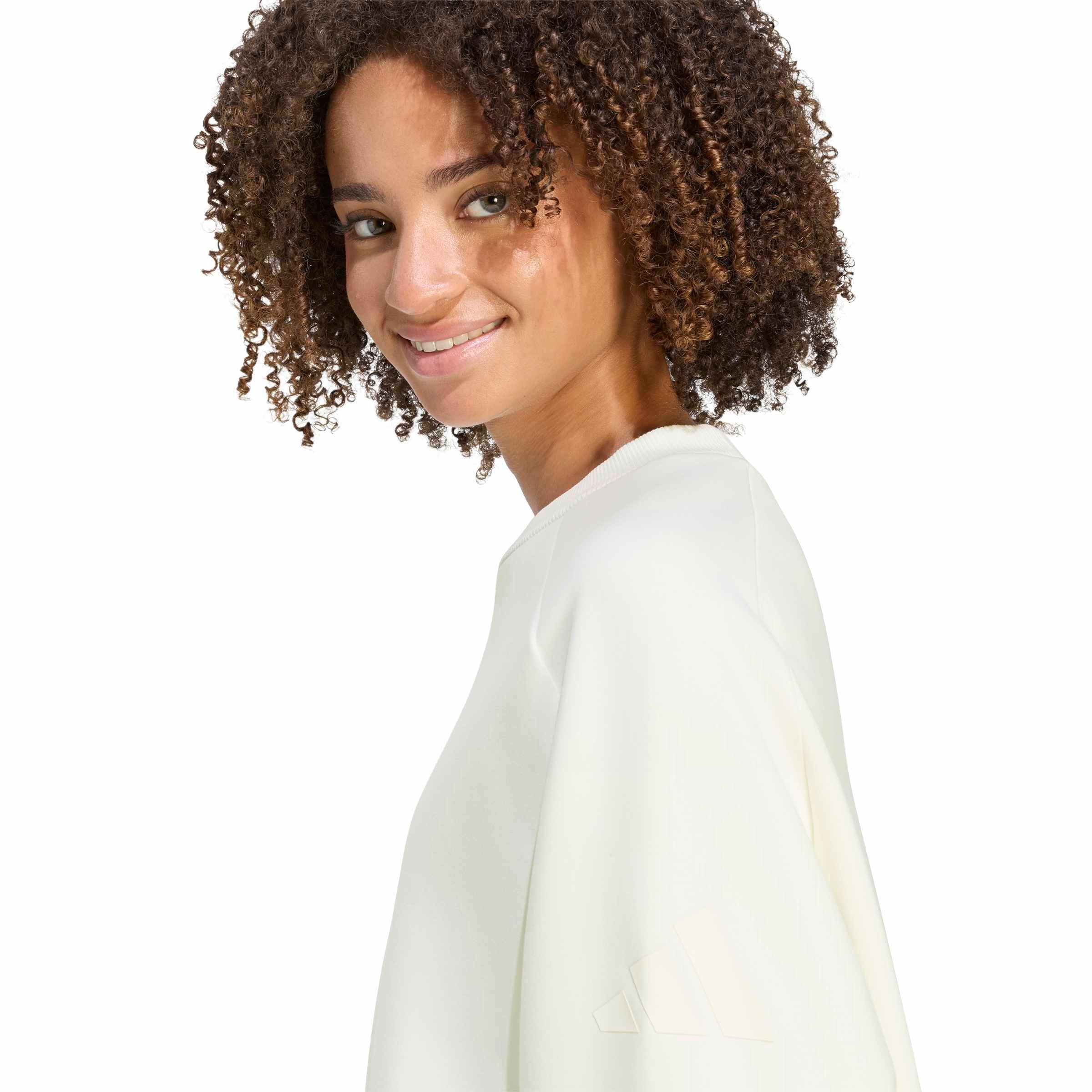 adidas Women's Soft Lux Winter Knit Sweatshirt - OFF-WHITE