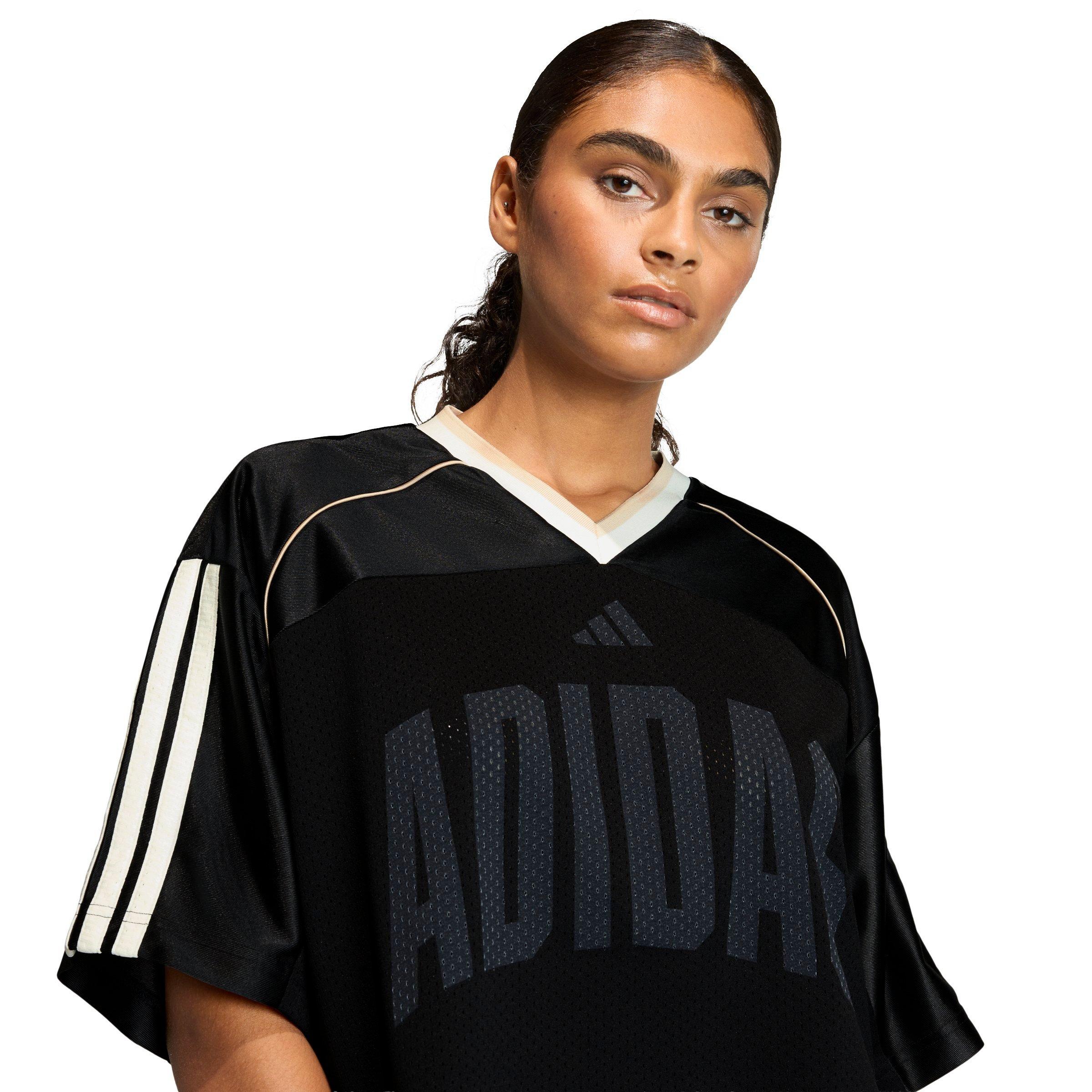 adidas Women's Stadium Mesh Crop Tee - BLACK/WHITE Thumbnail View 3